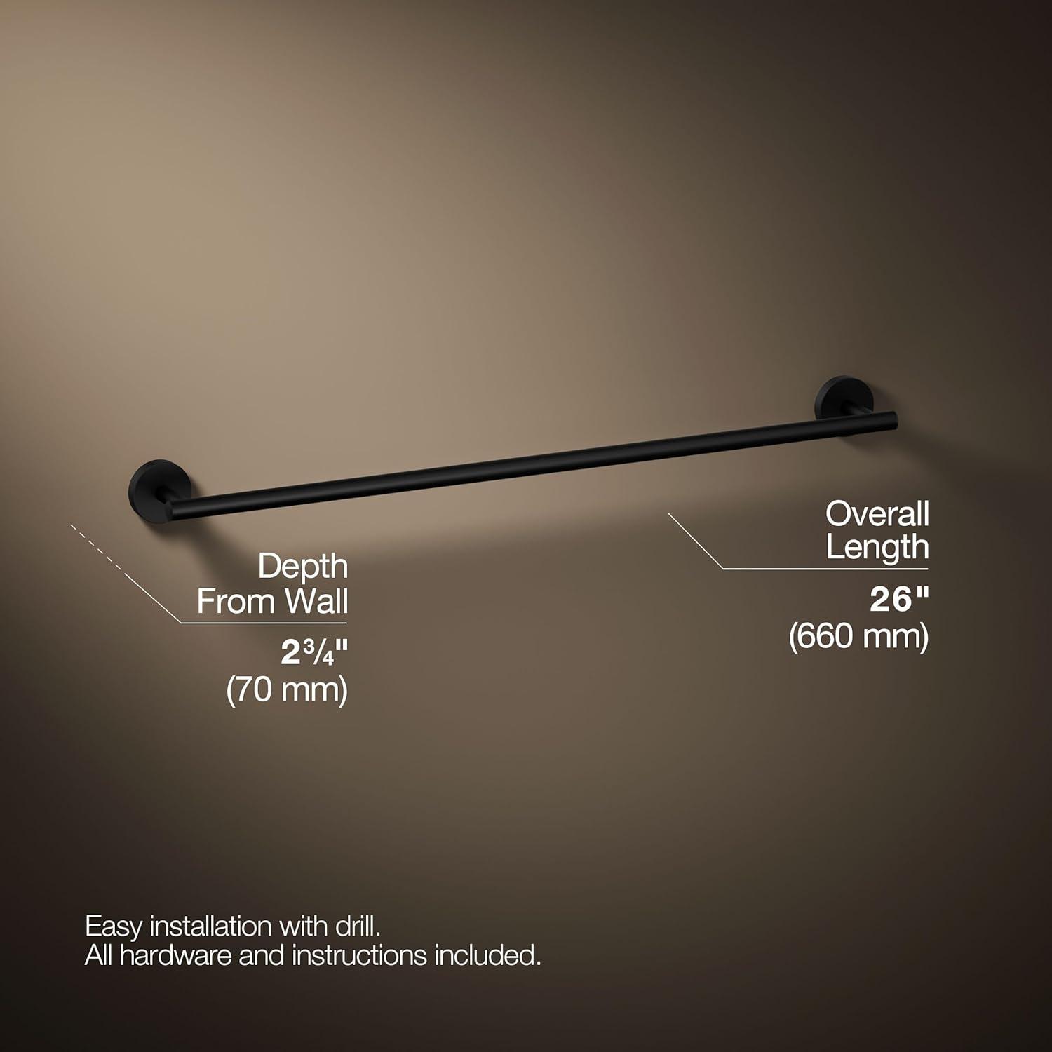 Elate Wall Mounted Round Towel Bar, Metal Wall-Mounted Towel Holder