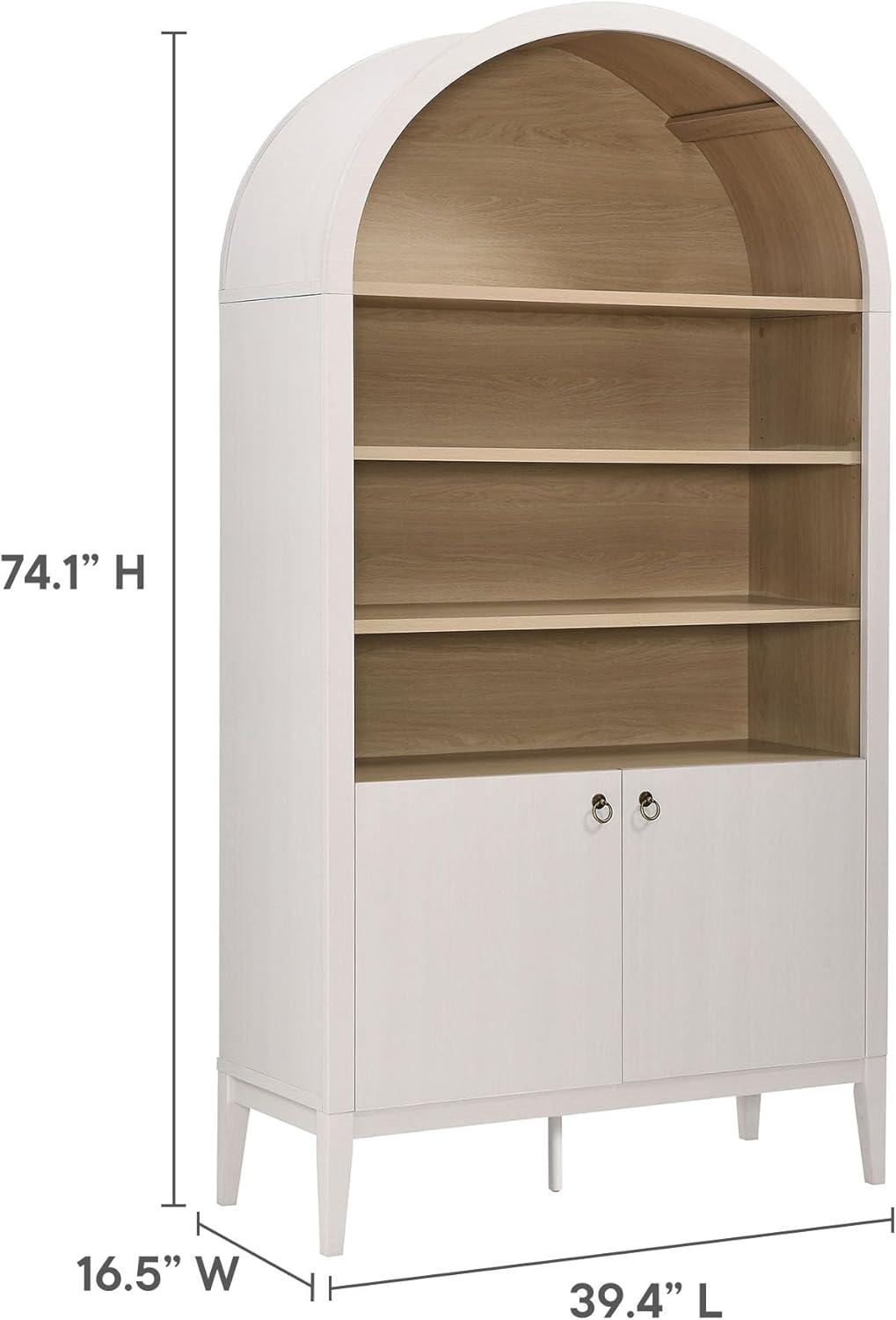 Modway Nolan 74" Tall Arched Storage Display Cabinet Bookshelf