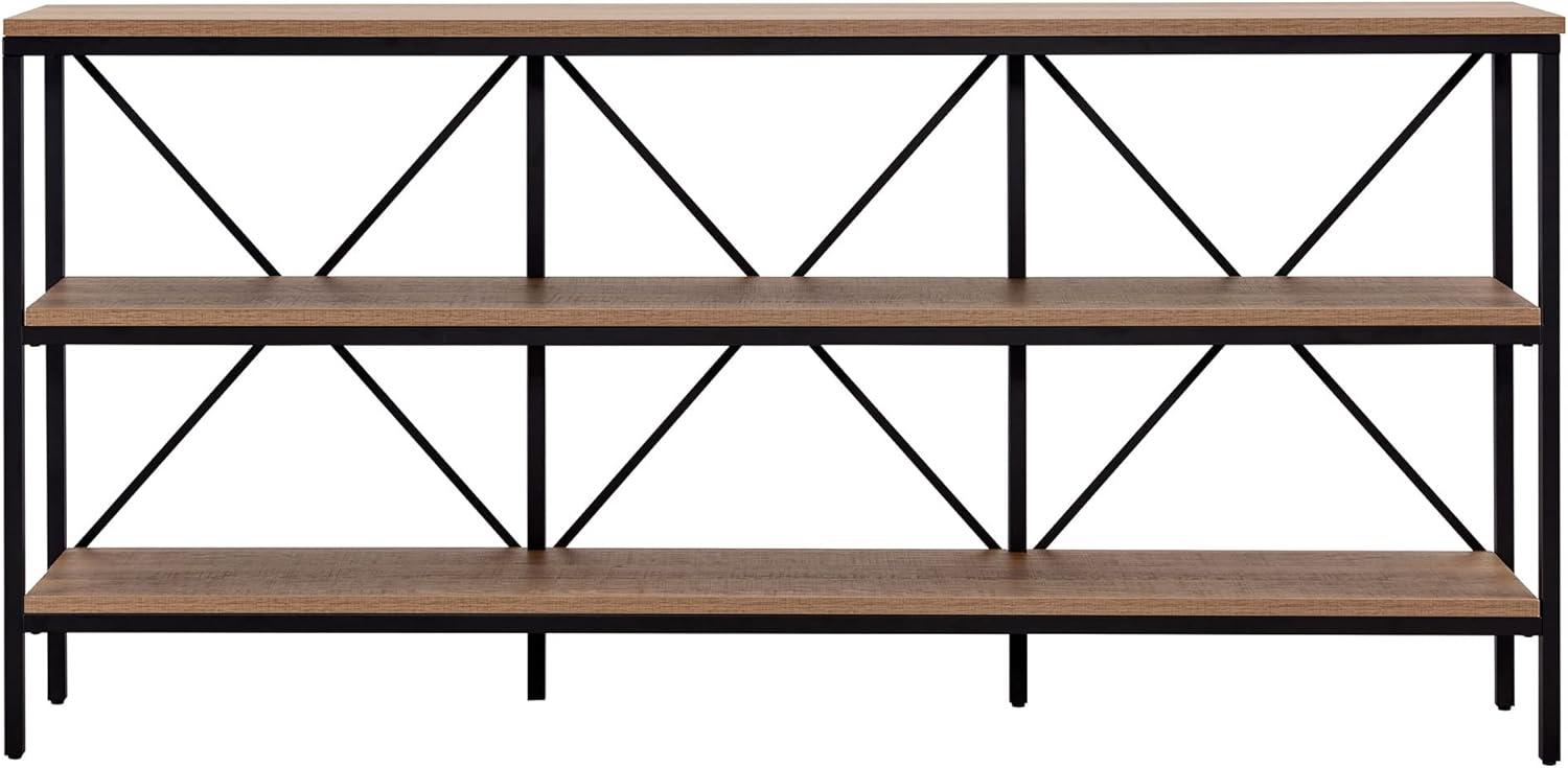 Evelyn&Zoe Kira 64" Wide Rectangular Console Table, Blackened Bronze/Golden Brown