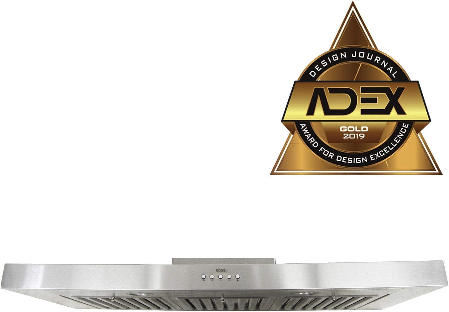 KOBE RAX2130SQB-1 Brillia 30-inch Under Cabinet Range Hood, 3-Speed, 750 CFM, LED Lights, Baffle Filters