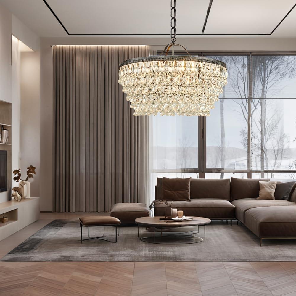 Clarissa Crystal Round Chandelier (19"-28")