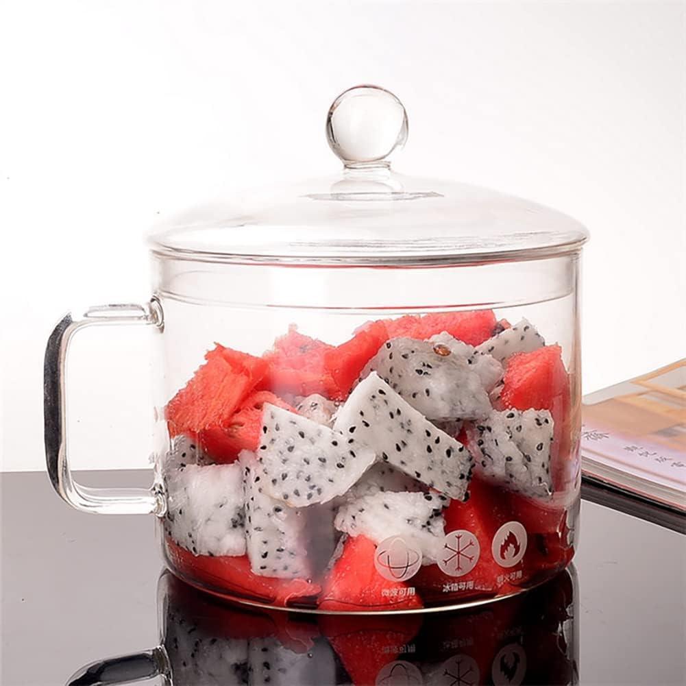 Ghojet Glass Saucepan with Lid 50oz Glass Cooking Pot Non-Stick Stovetop Saucepan Heat Resistant Glass Cookware Pot High Borosilicate Glass Stovetop Pot Even Heating for Soup Sauce Stew