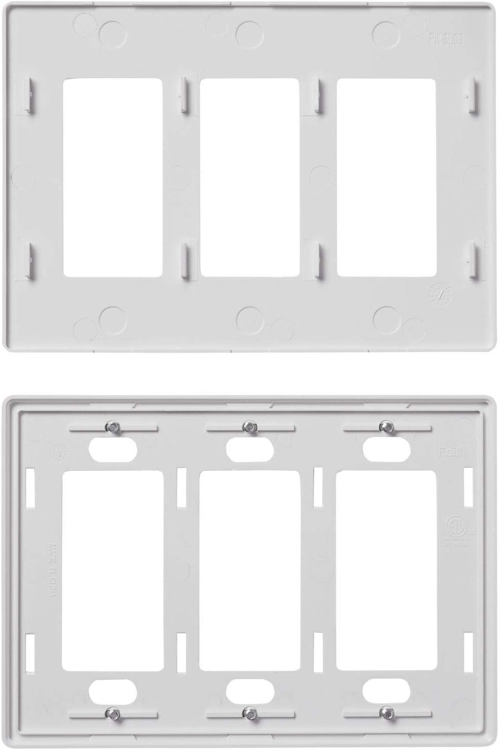 White Polycarbonate 3-Gang Screwless Decorator Wall Plate