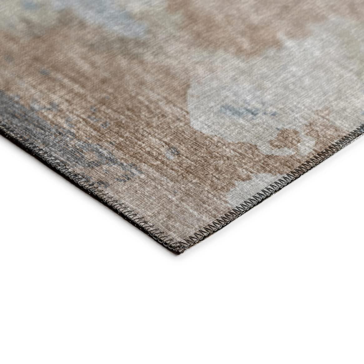 Addison Rugs Indoor/ Outdoor Accord Modern Polyester Washable Rug New 1'8" x 2'6" - Mocha Teal