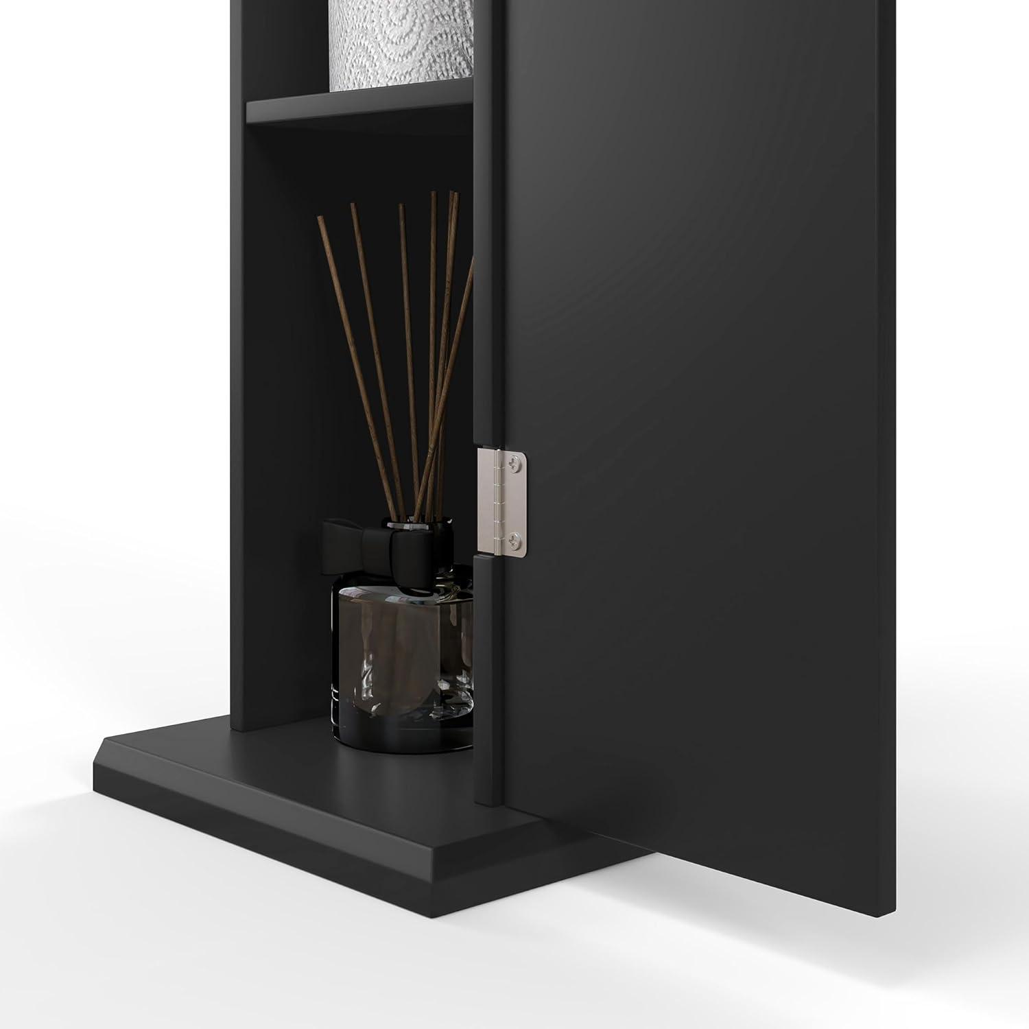 Black Lockable Bathroom Storage Cabinet with Shelves