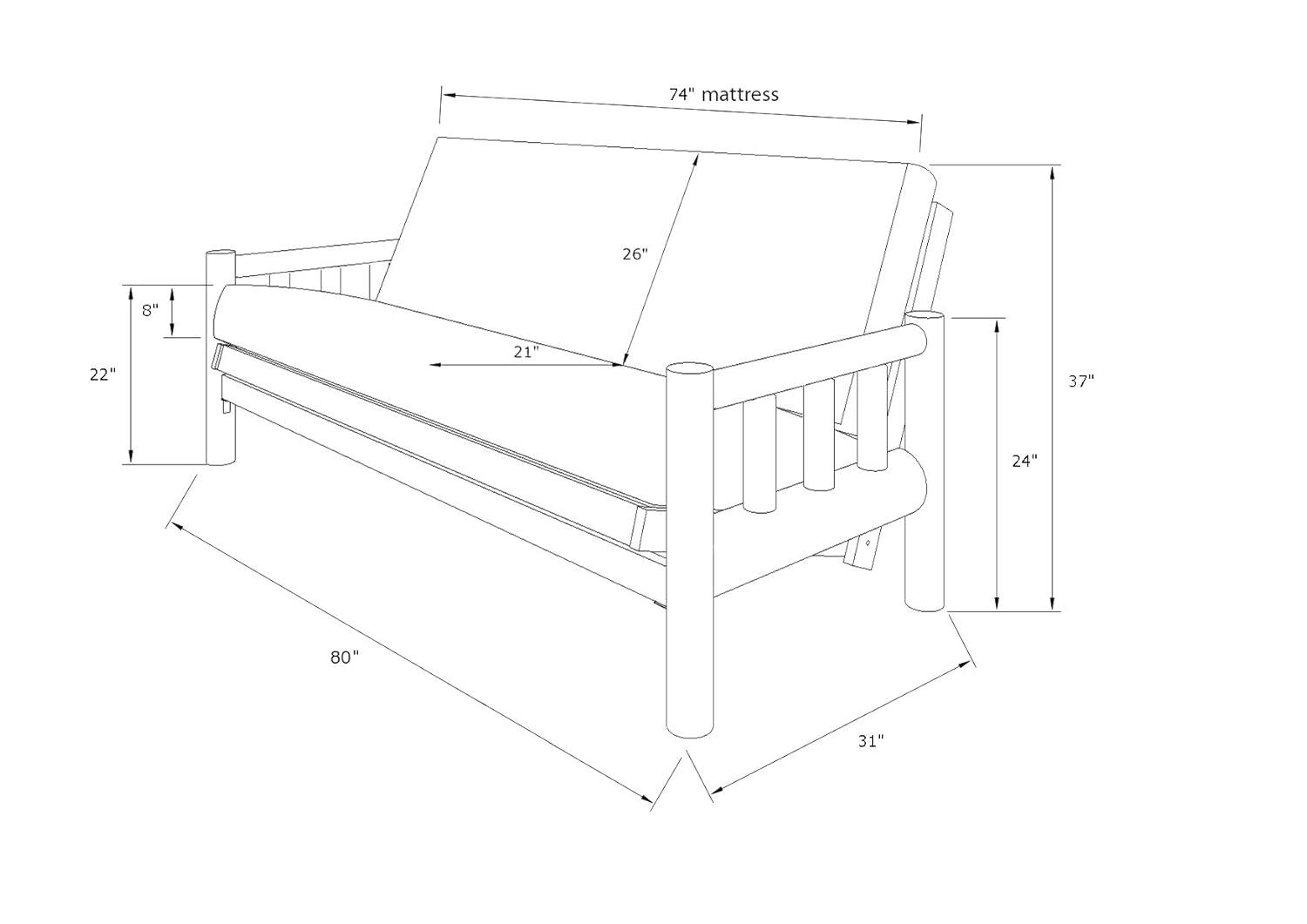Kodiak Furniture Lodge Natural Futon with Multi-Color Fabric Mattress
