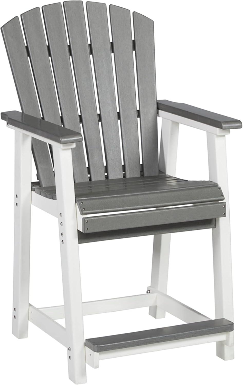 Signature Design by Ashley Casual Transville Outdoor Counter Height Bar Stool (Set of 2)  Gray/White