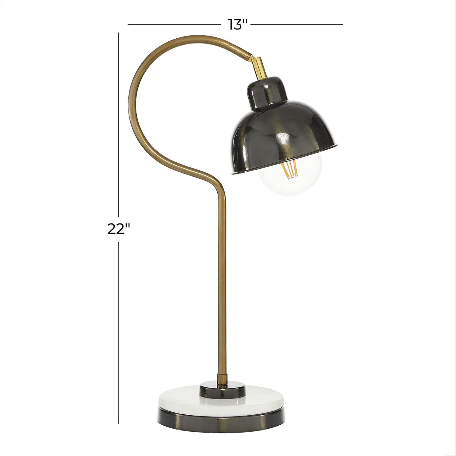 22" Black Metal Desk Lamp with Brass Accent