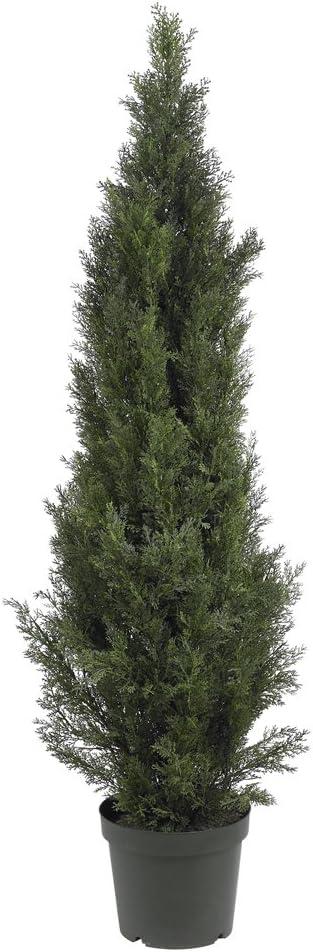 Elegant Outdoor 40" Silk Cedar Pine Topiary in Green Pot