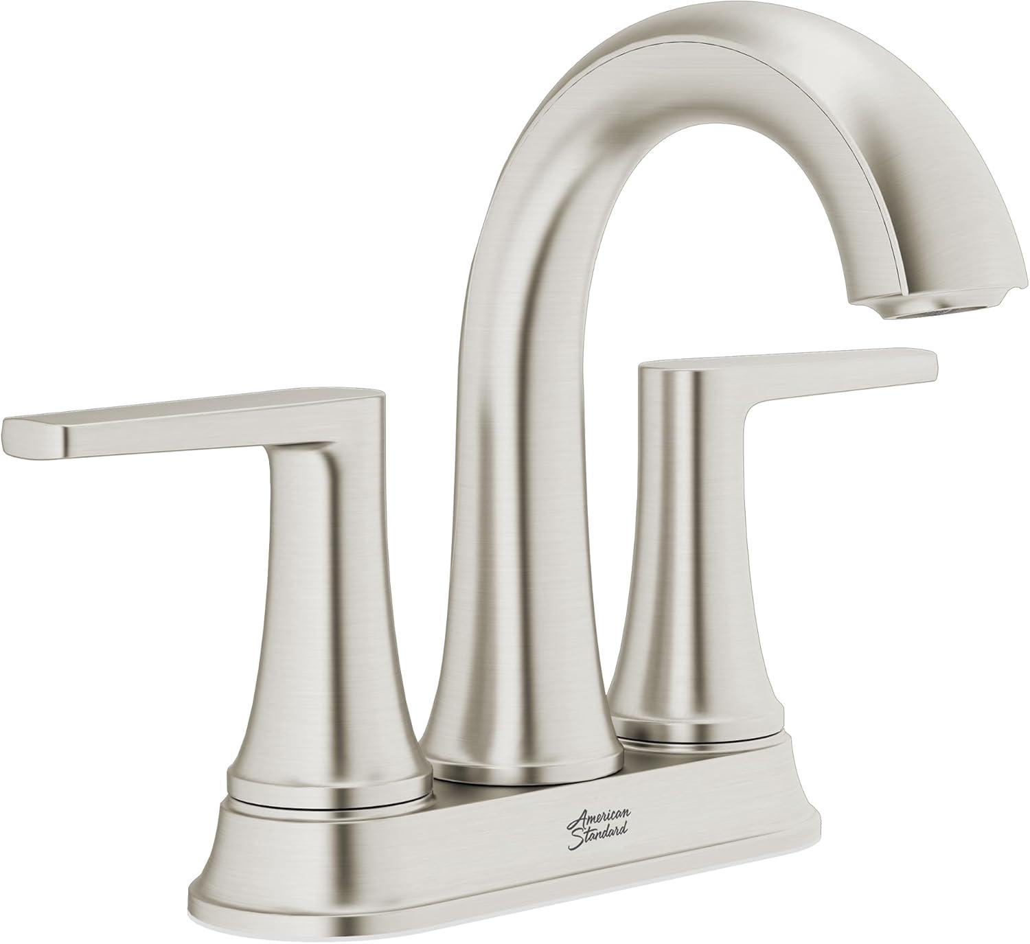 Brushed Nickel 2-Handle Centerset Bathroom Faucet with Drain