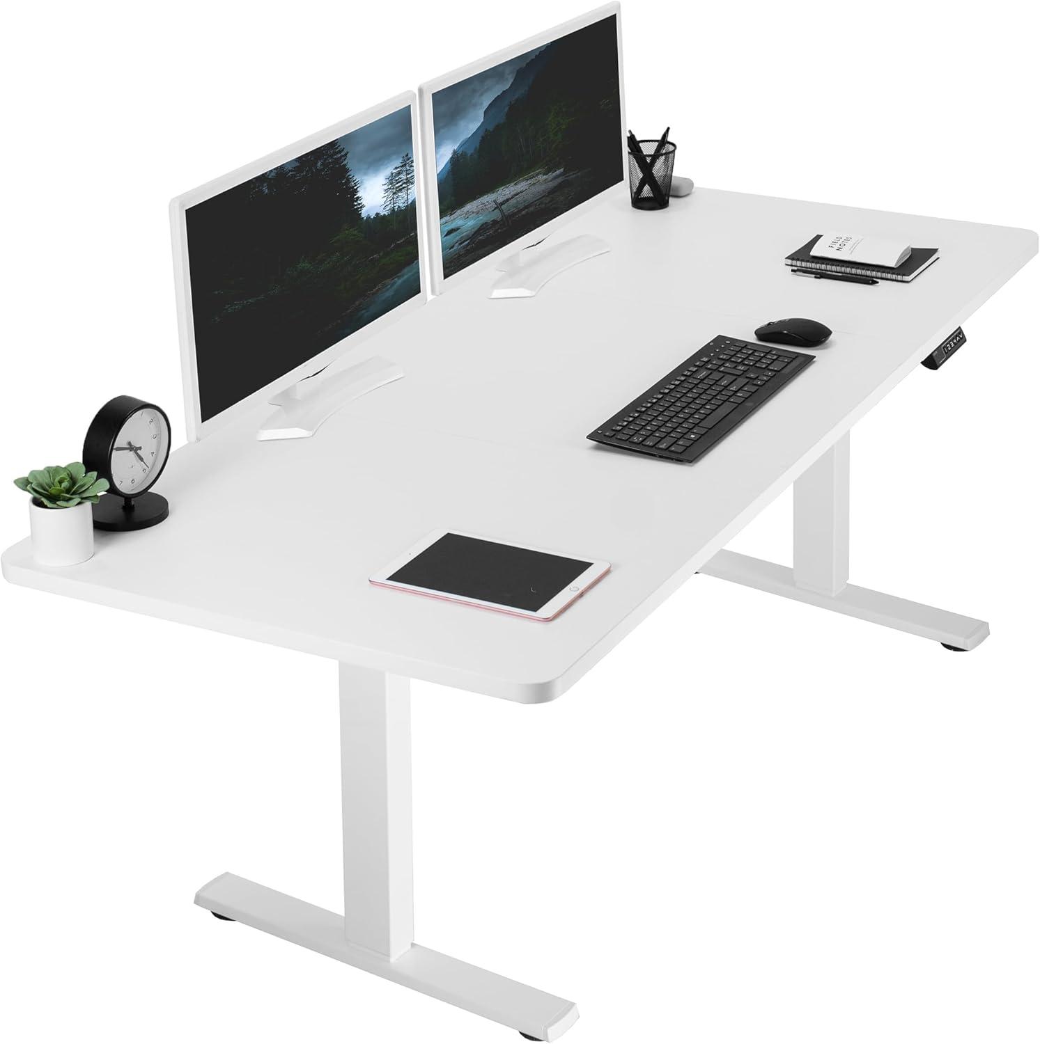 VIVO Single Motor Electric Desk with Push Button Memory Controller