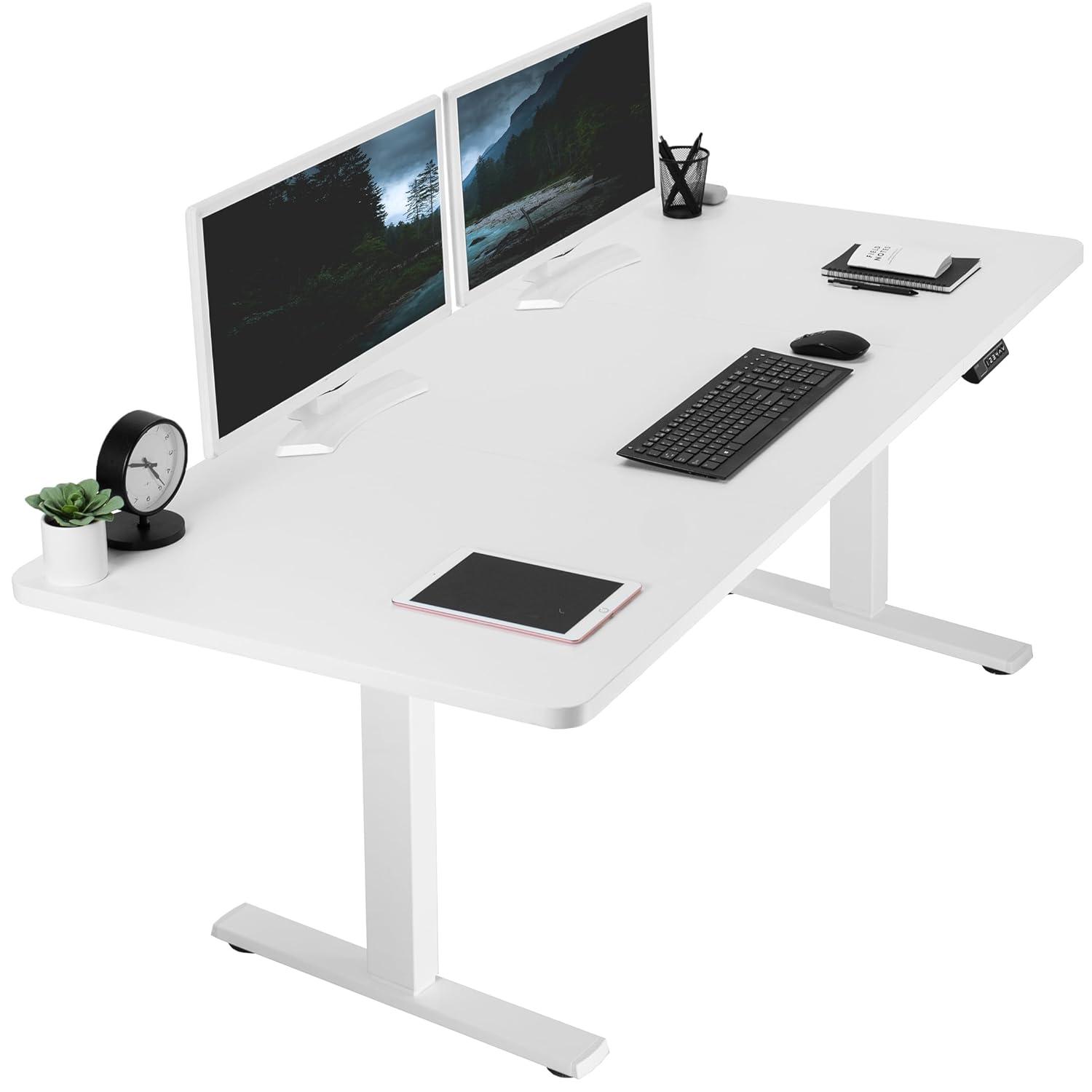 VIVO Single Motor Electric Desk with Push Button Memory Controller