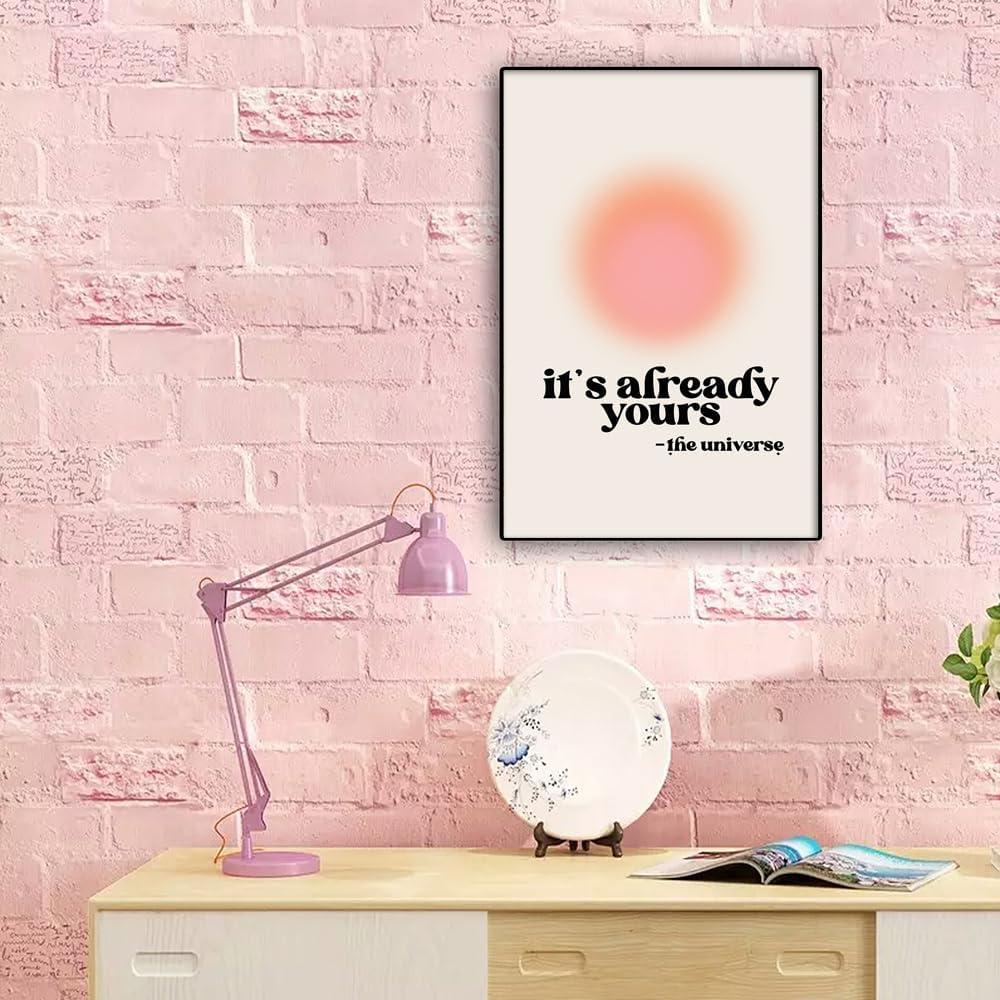 Colorful Aura Motivationa Canvas Wall Art It Is Already Yours The Universe Inspirational Poster Aesthetic Pink Aura Print Painting Spiritual Affirmation Danish Pastel Room Decor 16x24in Unframed