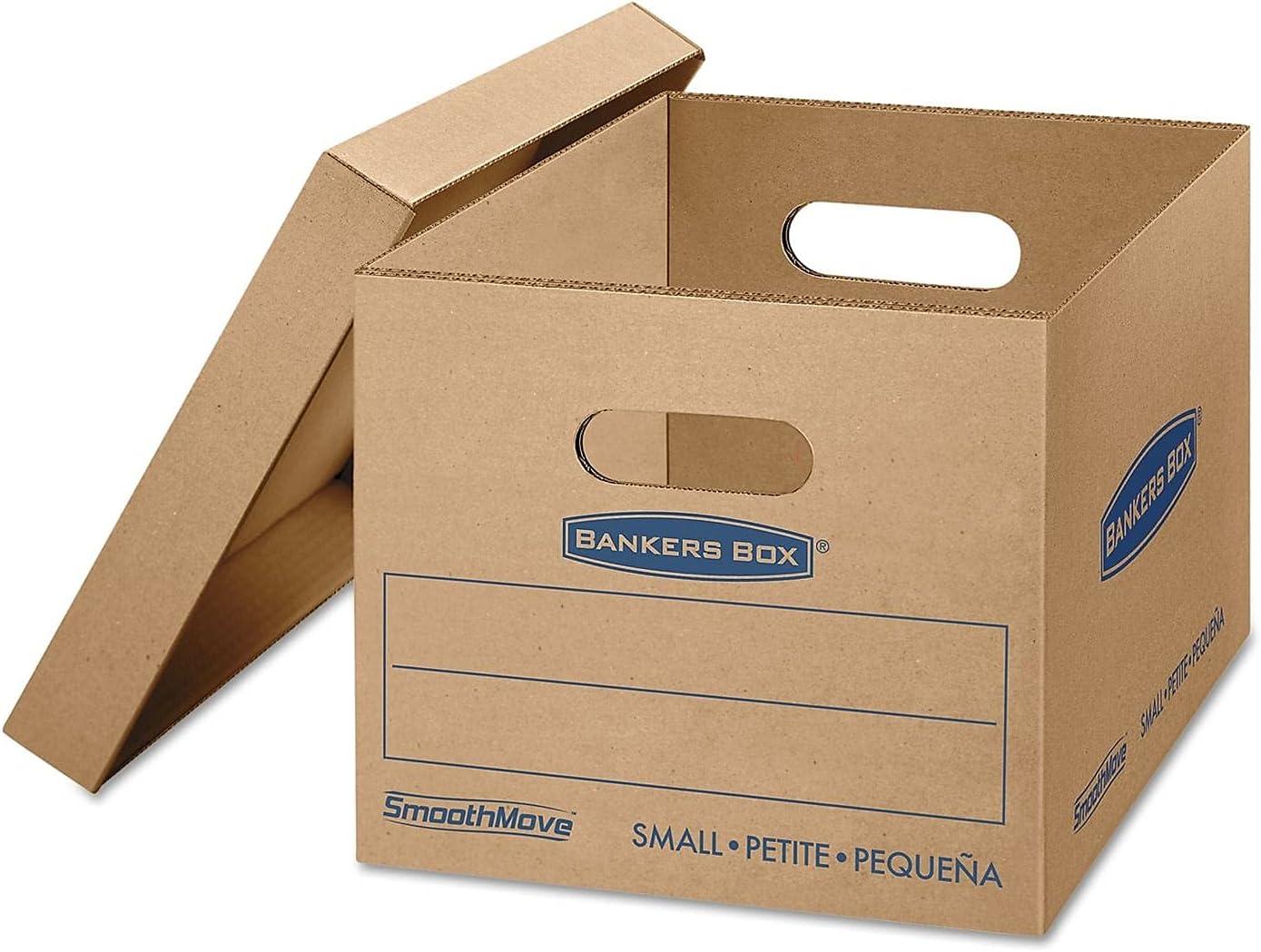 Bankers Box SmoothMove Classic Moving/Storage Boxes, Half Slotted Container (HSC), Small, 12" x 15" x 10", Brown/Blue, 20/Carton