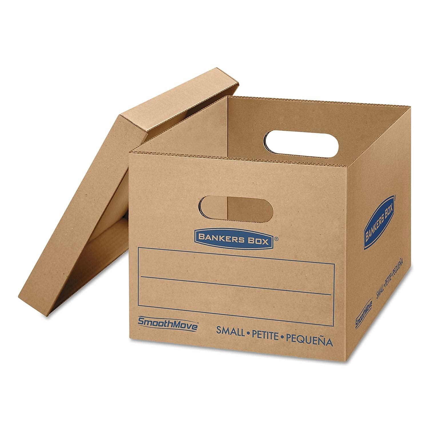 Bankers Box SmoothMove Classic Moving/Storage Boxes, Half Slotted Container (HSC), Small, 12" x 15" x 10", Brown/Blue, 20/Carton