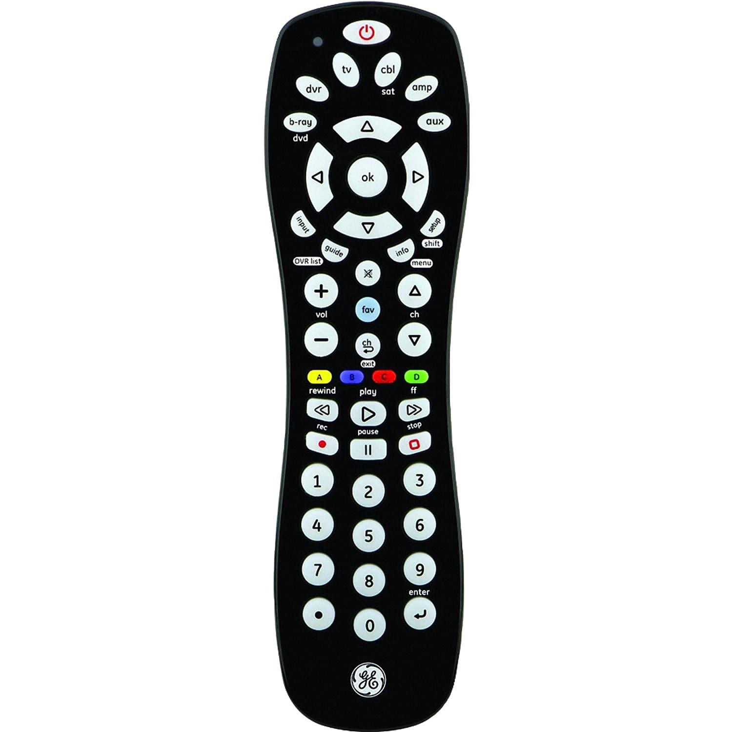 GE 6-Device Universal TV Remote Control in Black, 34459