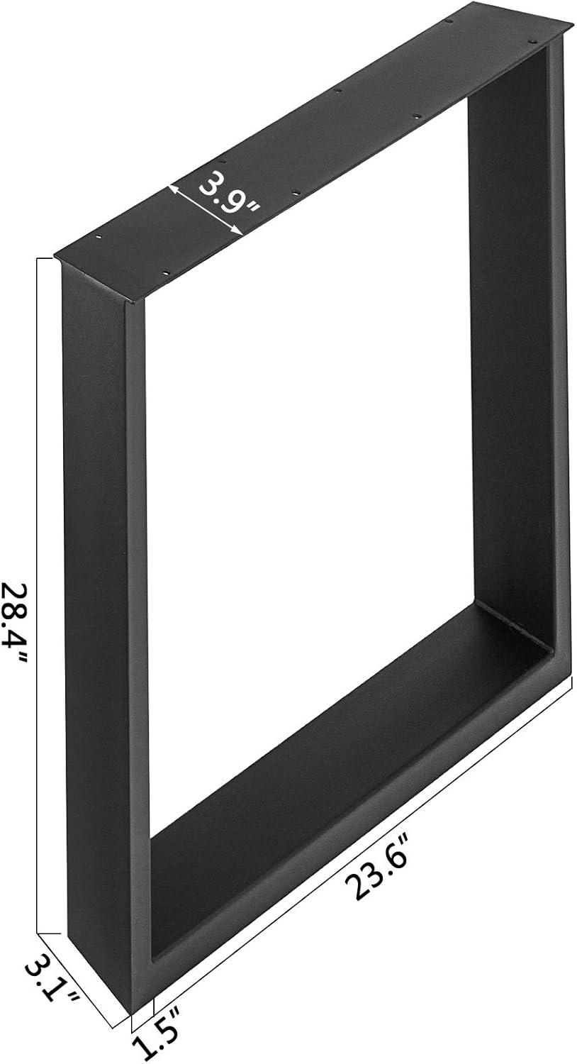 VEVOR Set of 2 Steel Table Legs, 28'' Height 24'' Wide, Heavy Duty 3.1'' Width Box Section Square, 28x24x3.1 Inch Black Industrial Country Style Dining Legs