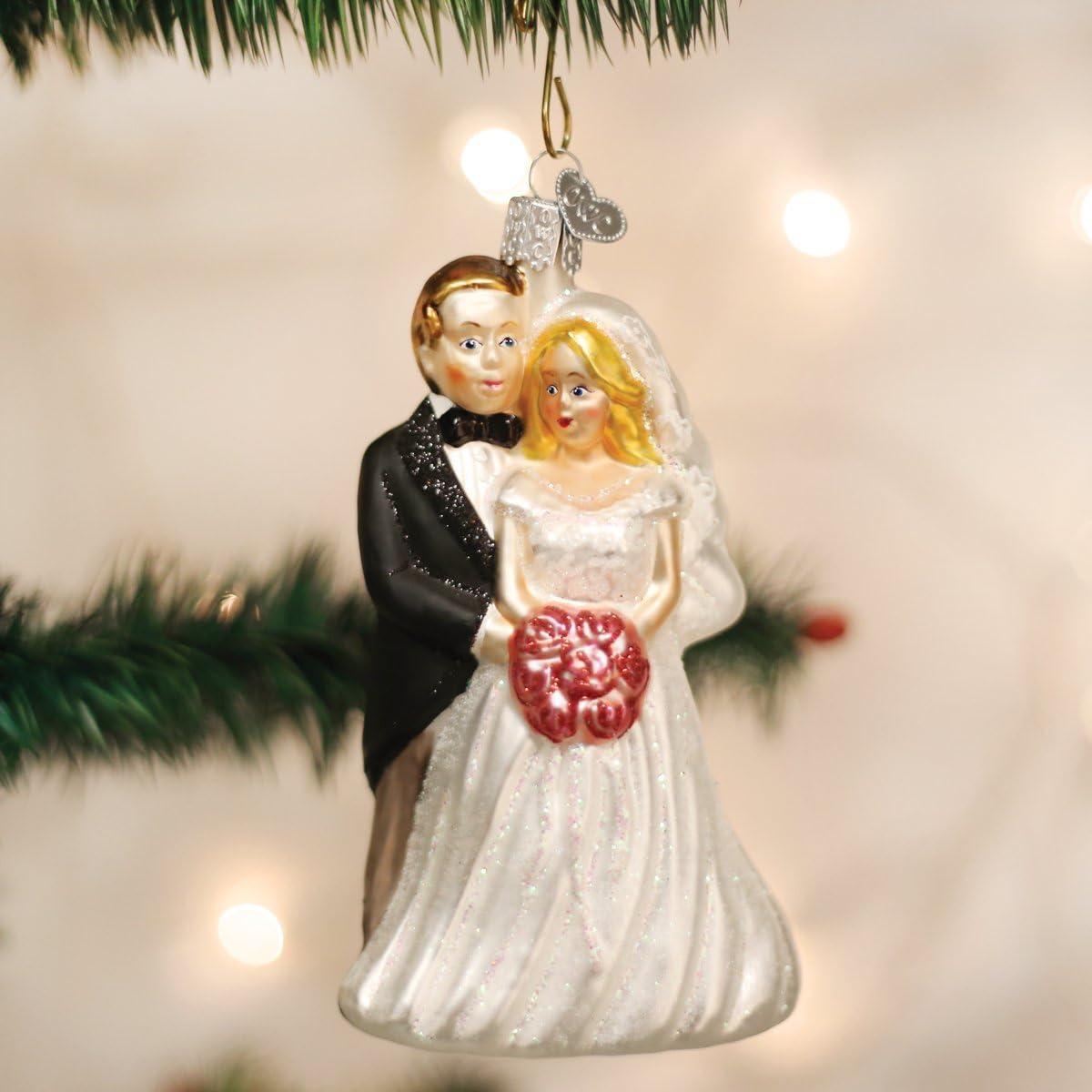 Old World Christmas Bride and Groom Gifts Glass Blown Ornaments for Christmas Tree Bridal Couple