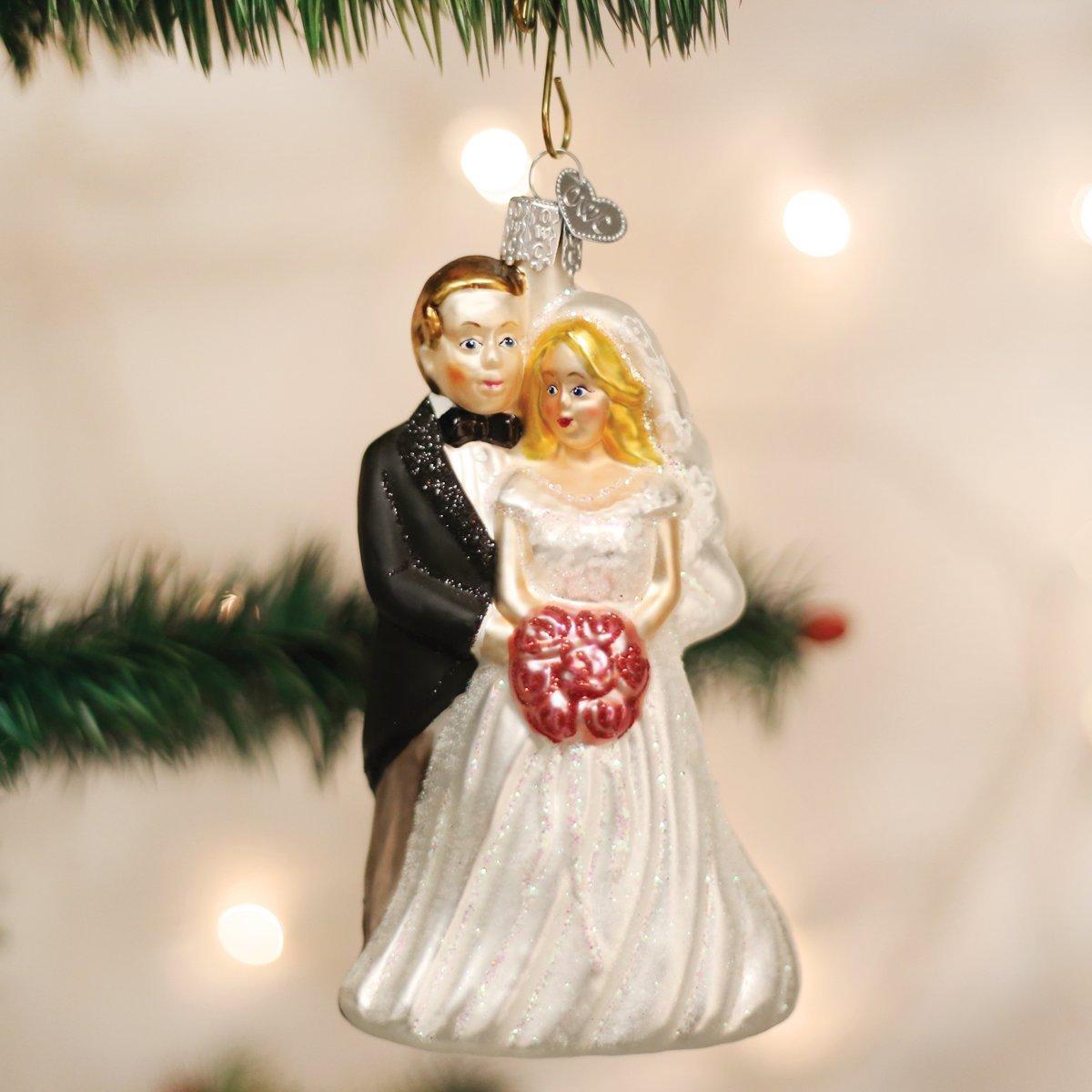 Old World Christmas Bride and Groom Gifts Glass Blown Ornaments for Christmas Tree Bridal Couple