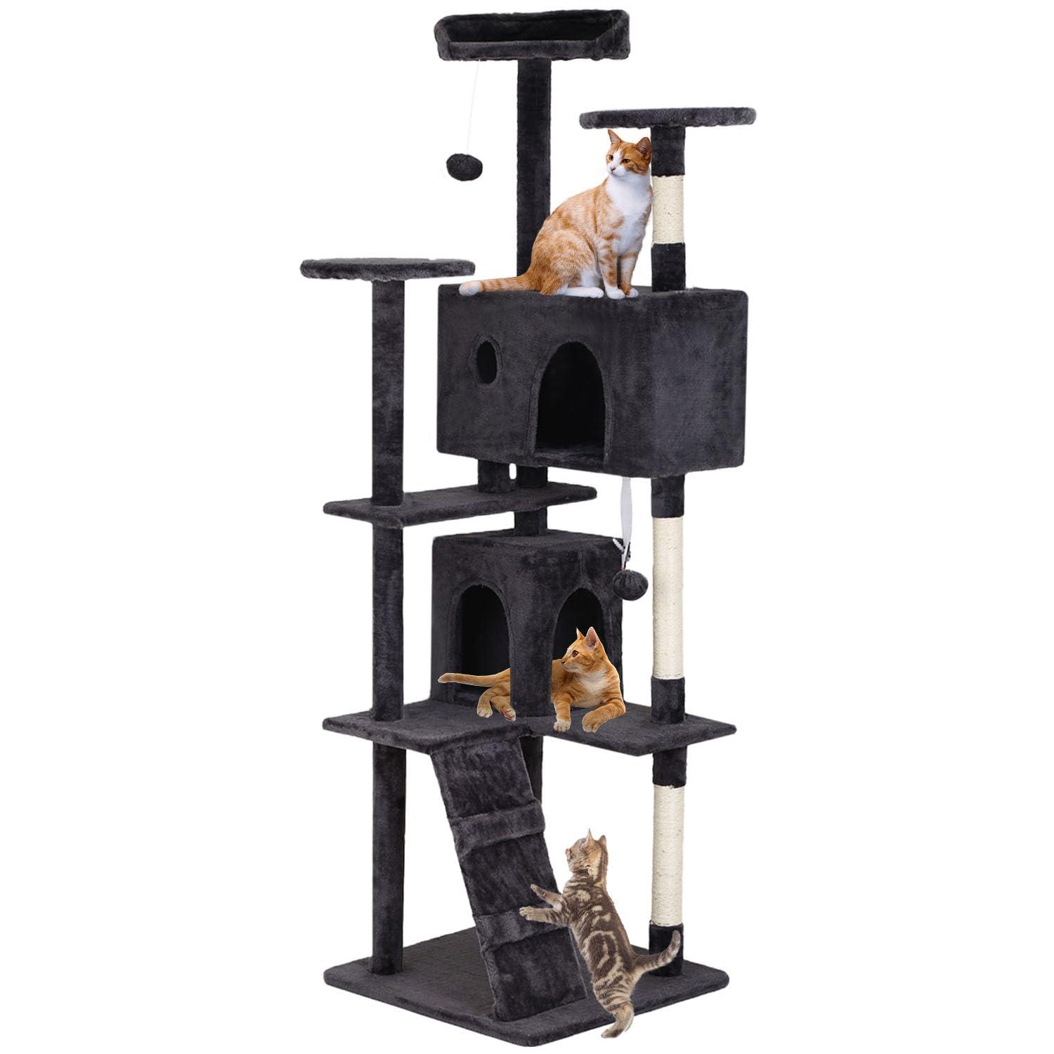 Tucker Murphy Pet™ 70In Cat Tree Tower For Indoor Cats,Multi-Level, Furniture Activity Center With Scratching Posts Stand House Cat Condo With Funny Toys For Kittens Pet Play House,Dark Gray