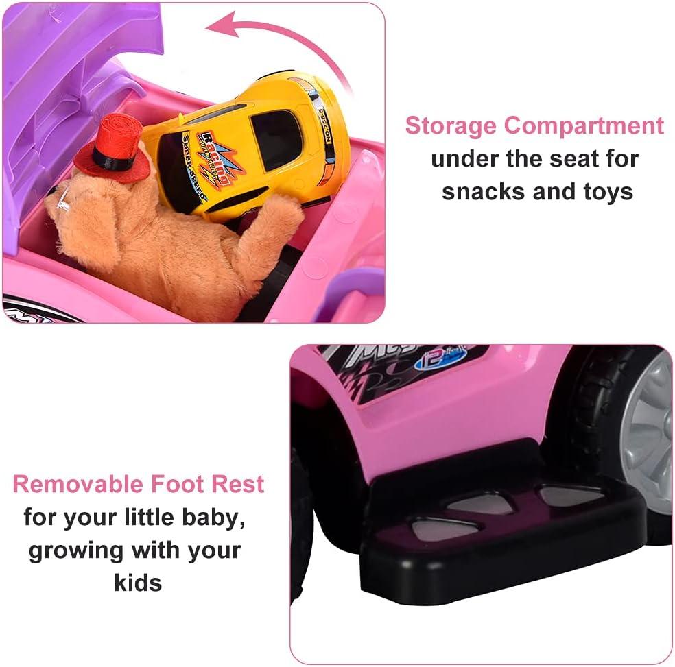 Pink and Purple 3-in-1 Ride-On Push Car for Toddlers