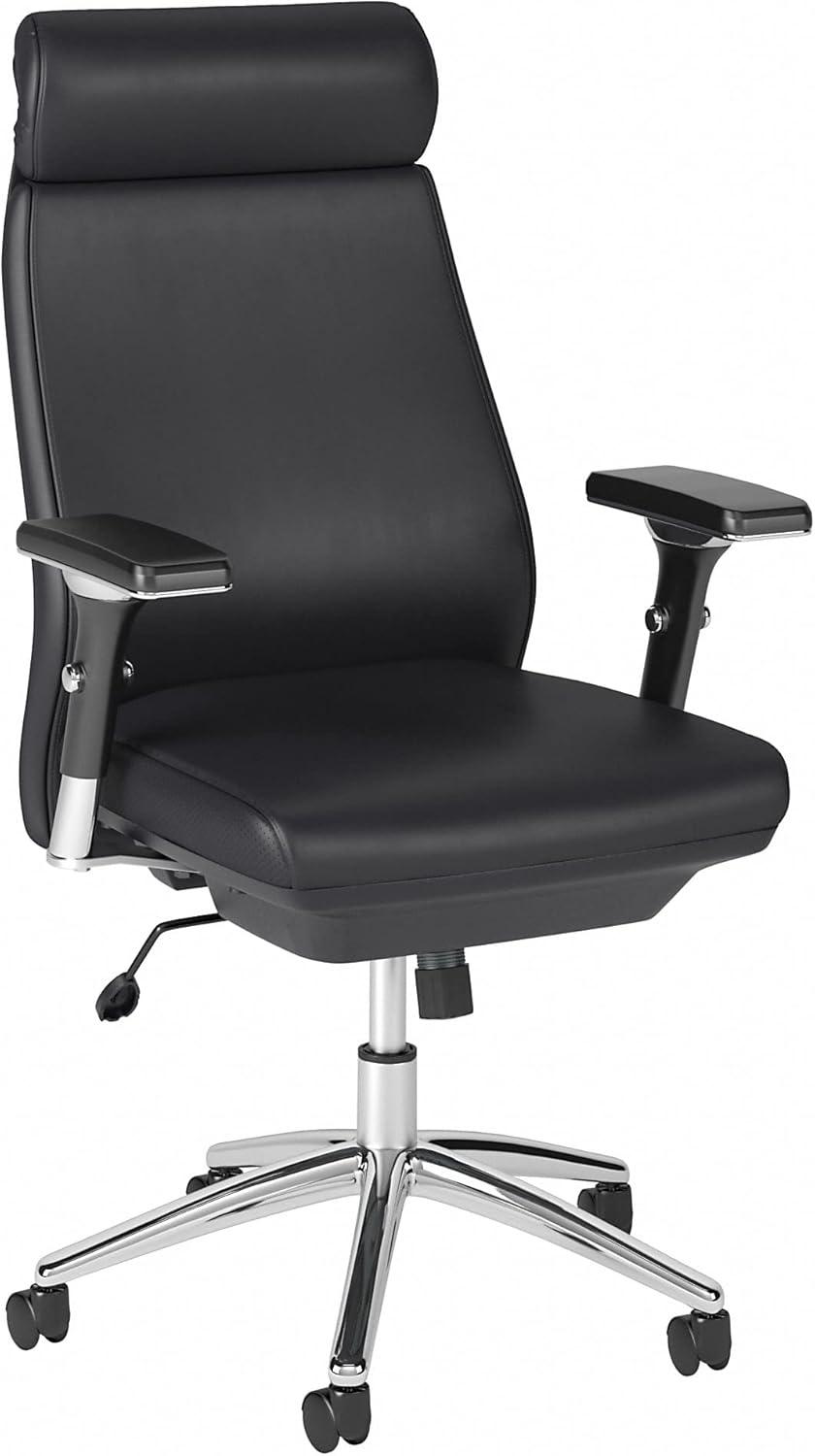 Black Leather High Back Executive Office Chair with Chrome Base