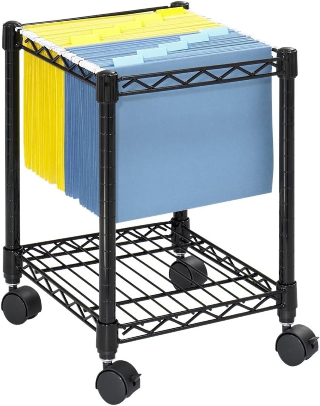 Safco Compact Mobile Wire File Cart One-Shelf 15-1/2w x 14d x 19-3/4h Black