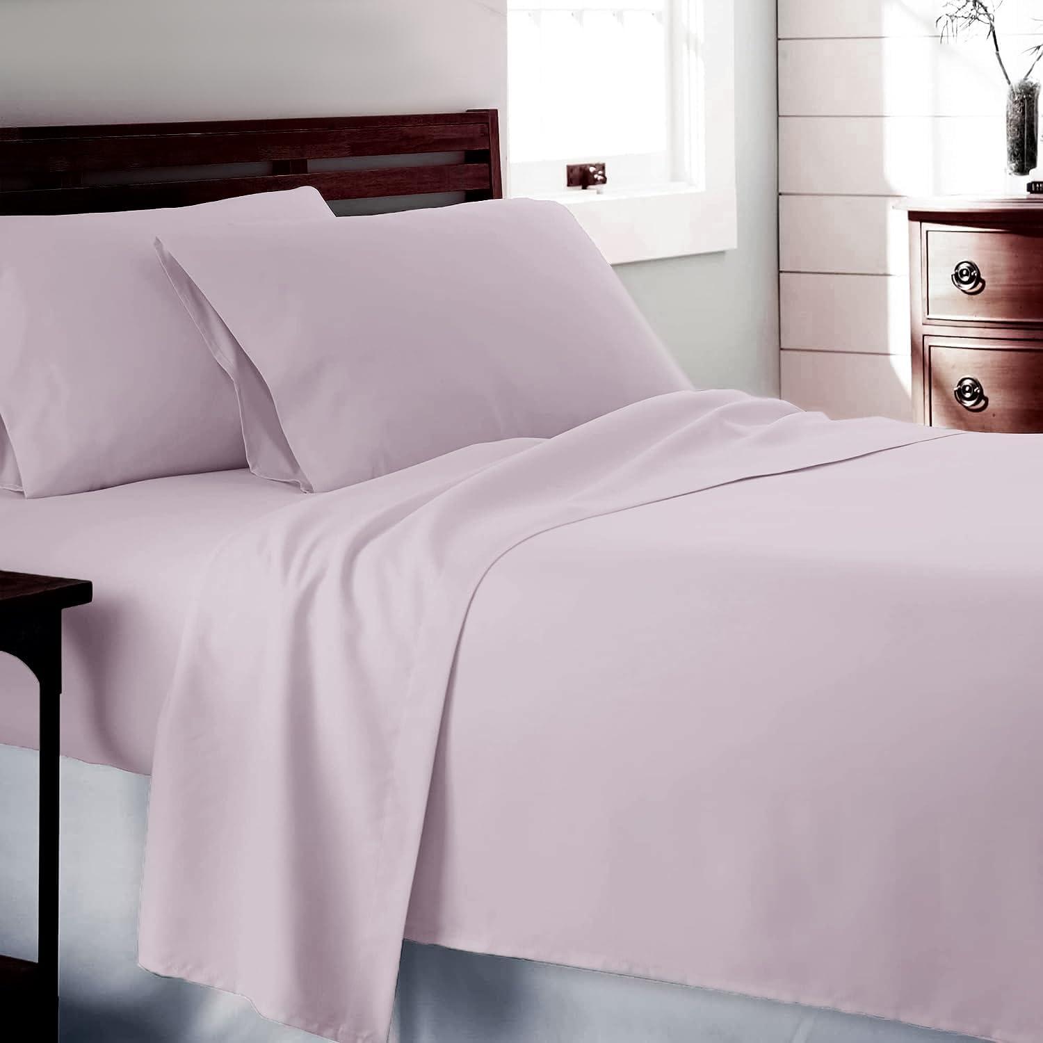 King Lilac Egyptian Cotton Sateen Bed Sheet Set