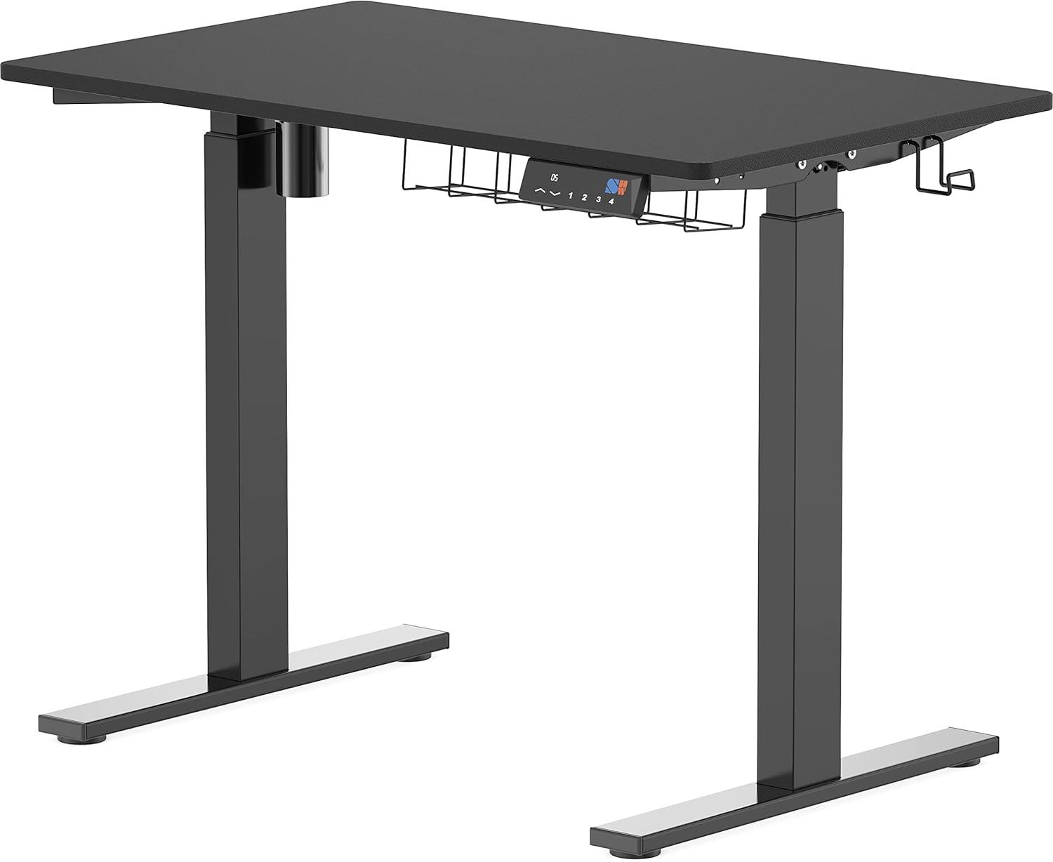 Simple Houseware 40-Inch Electric Height Adjustable Sit Stand Desk with Hanging Hooks and Cable Management, Black