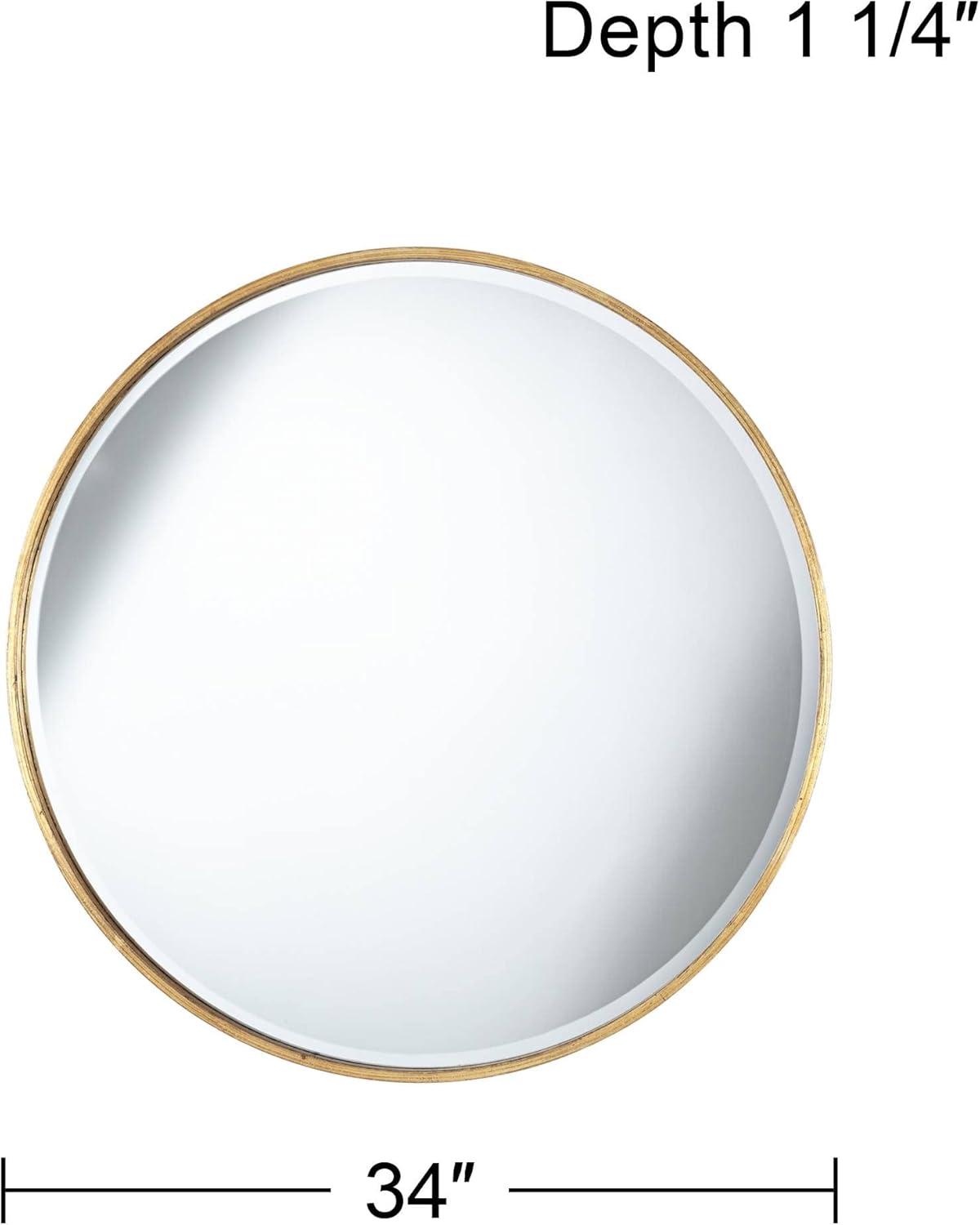 Antique Gold Round Wood Wall Dresser Mirror