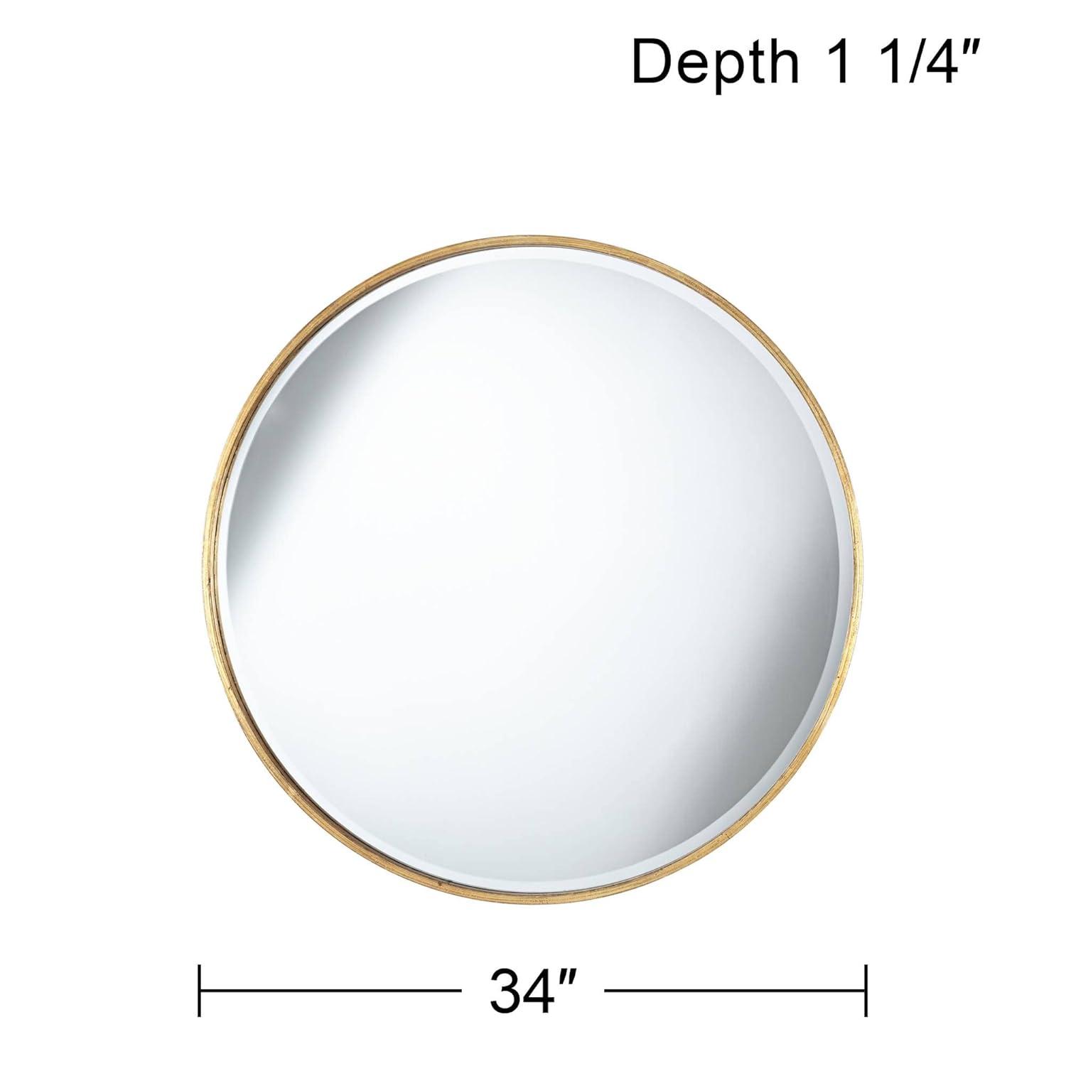 Uttermost Mayfair Round Vanity Decorative Wall Mirror Vintage Rustic Antique Gold Metal Frame Beveled Glass Edge 34" Wide for Bathroom Bedroom Living Room Home House Office Entryway