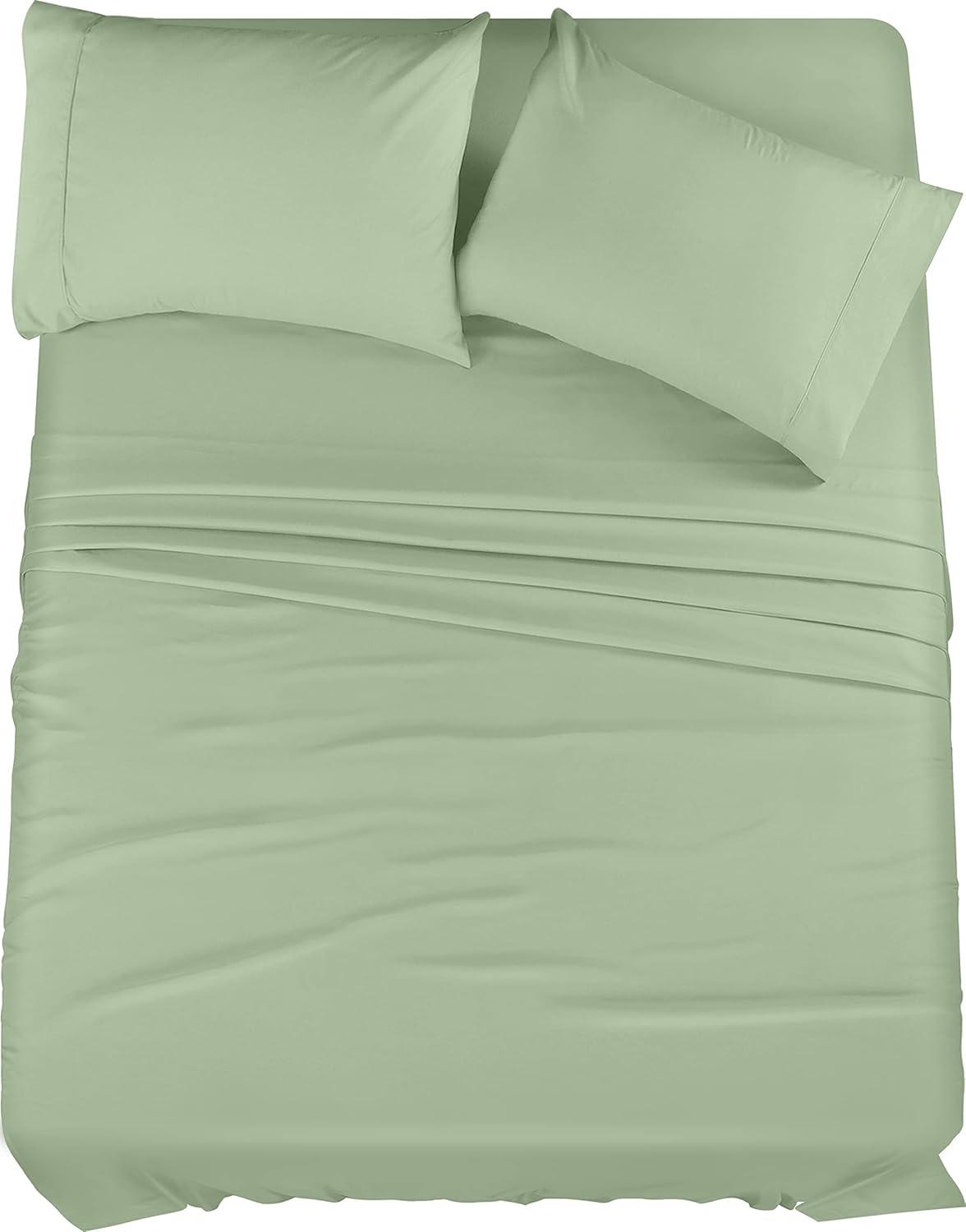 Sage Green Queen Microfiber 4-Piece Bed Sheet Set