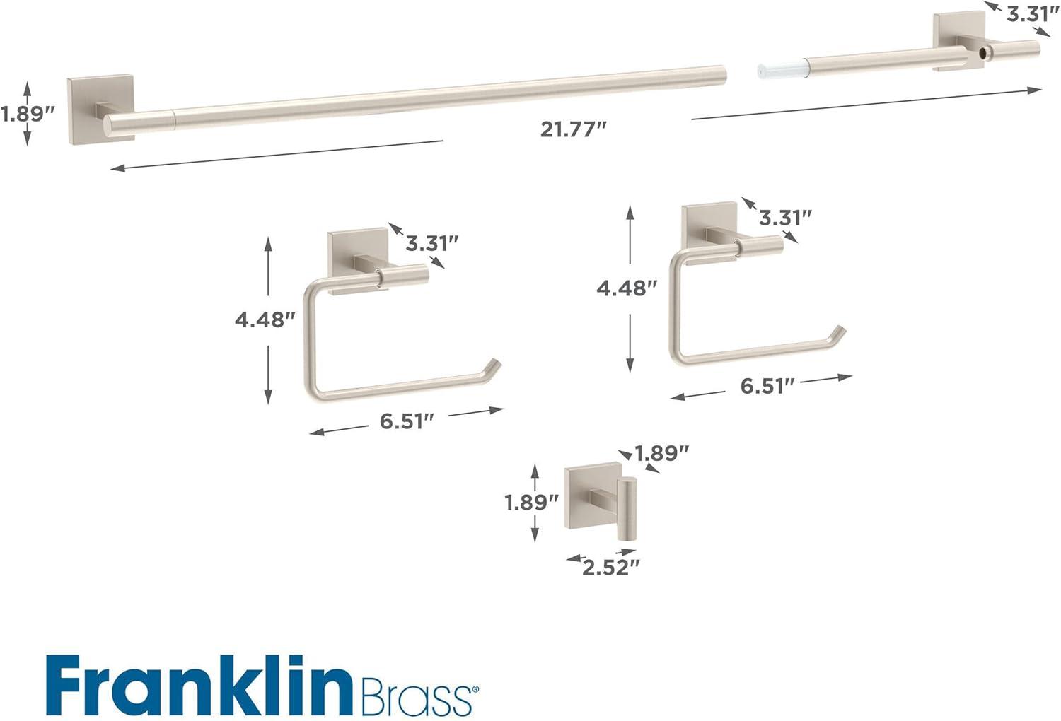 Nash 4-Piece Bath Hardware Set 18" Towel Bar w/ Extender Toilet Paper Holder Towel Holder Towel Hook