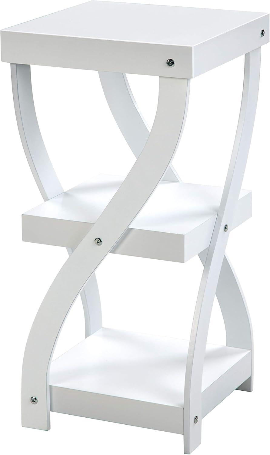 Versatile 3 Tier Wooden White Twisted Design Accent Table