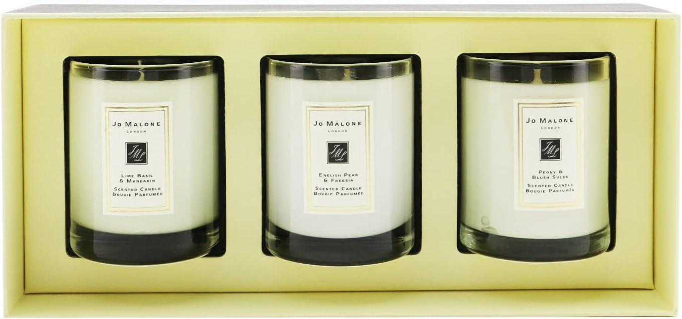 White Glass Round Scented Travel Candle Trio