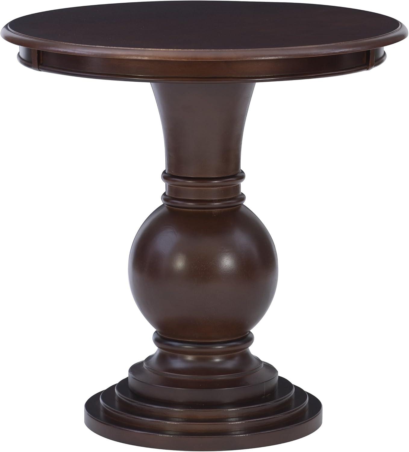 Espresso Round Pedestal Wood Accent Table, 26" Tall