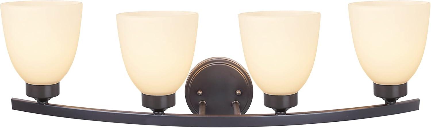 Oil Rubbed Bronze 4-Light Vanity Fixture with Frosted Glass Shades