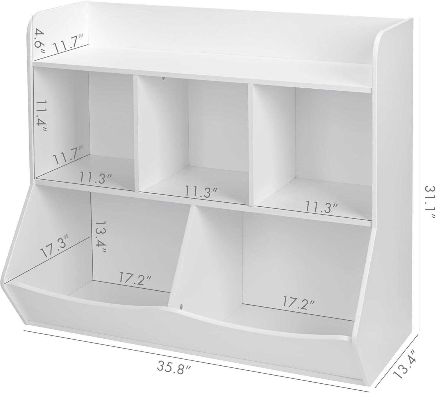 UTEX Toy Storage Organizer with Bookcase, Kid’s Multi Shelf Cubby for Books,Toys, Storage Organizer for Boys,Girls Play Room/Bedroom-White