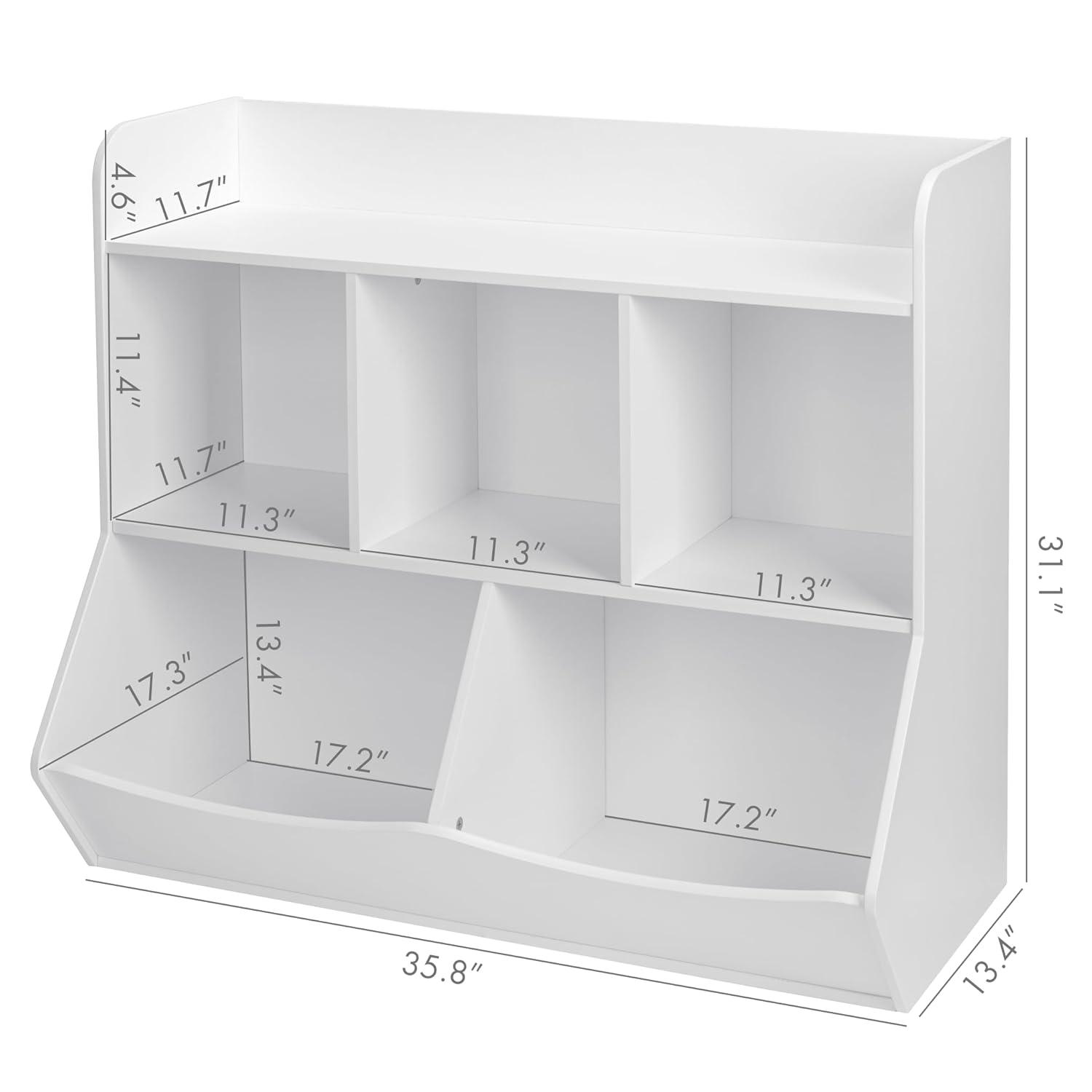UTEX Toy Storage Organizer with Bookcase, Kid’s Multi Shelf Cubby for Books,Toys, Storage Organizer for Boys,Girls Play Room/Bedroom-White