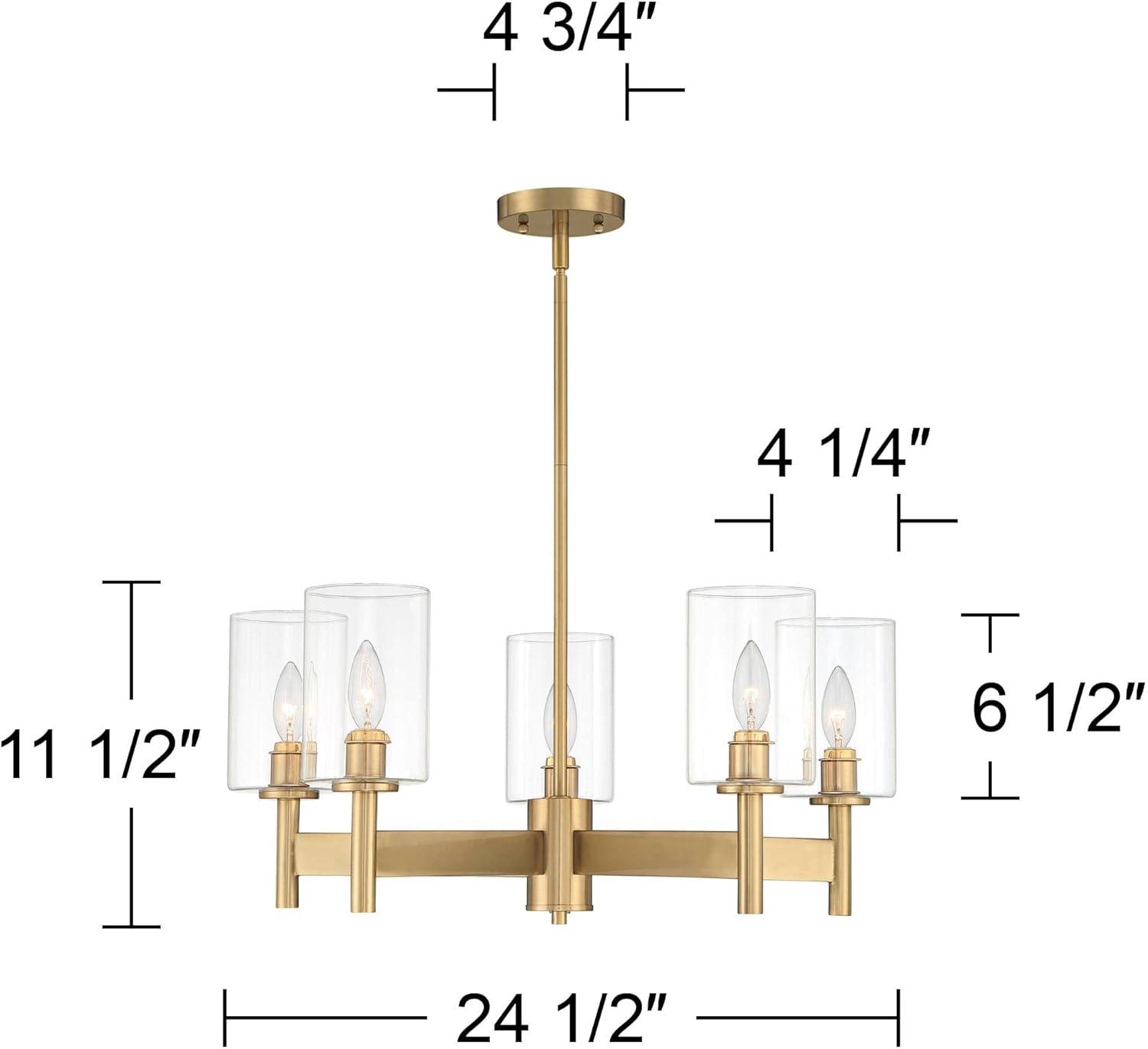 Possini Euro Design Lantico Gold Pendant Chandelier 24 1/2" Wide Modern Clear Glass 5-Light Fixture for Dining Room House Foyer Kitchen Island Bedroom