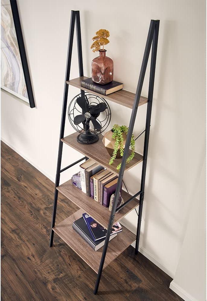 Industrial 4-Tier Ladder Bookcase