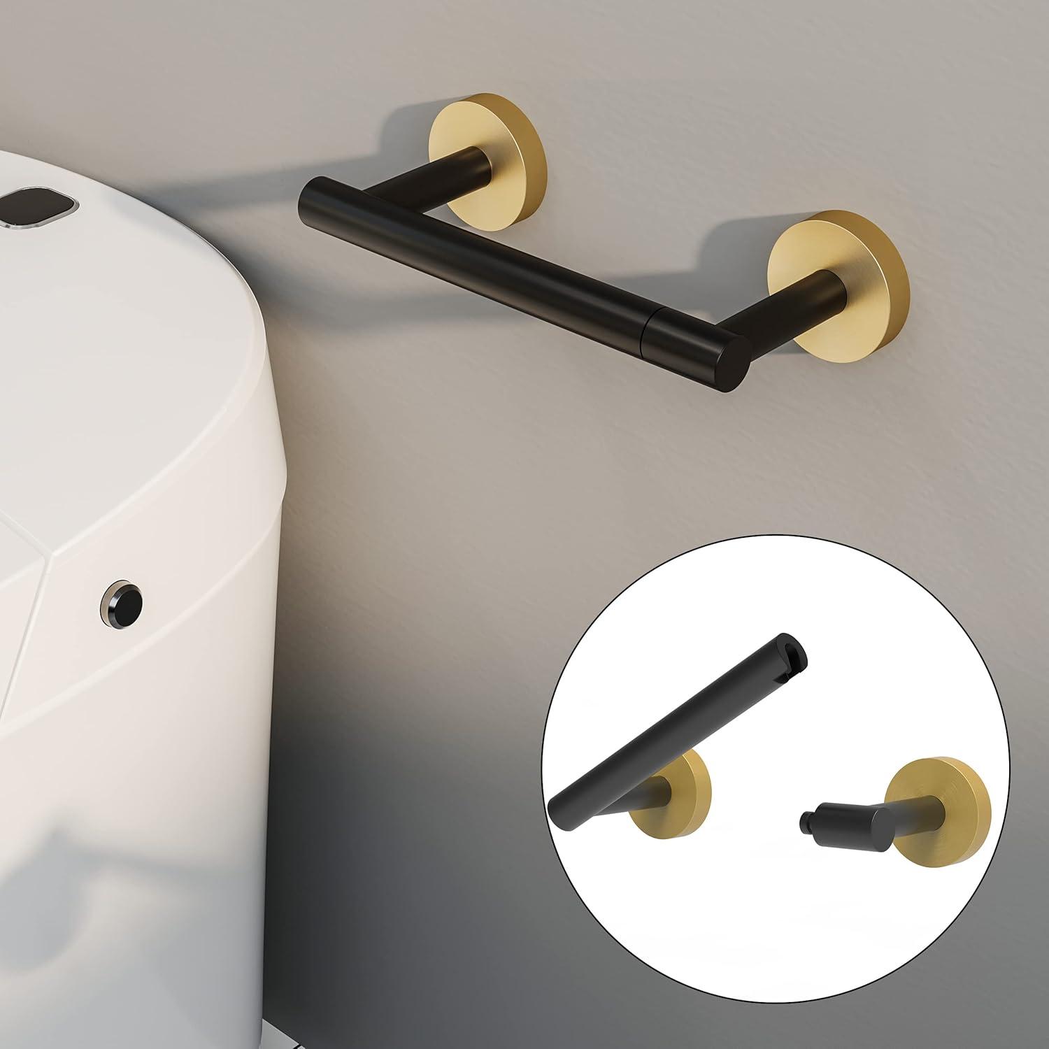 LANFENG Matte Black Double Post Pivoting Wall Mounted Stainless Steel Toilet Paper Holder for Bathroom RV  by RARXTR