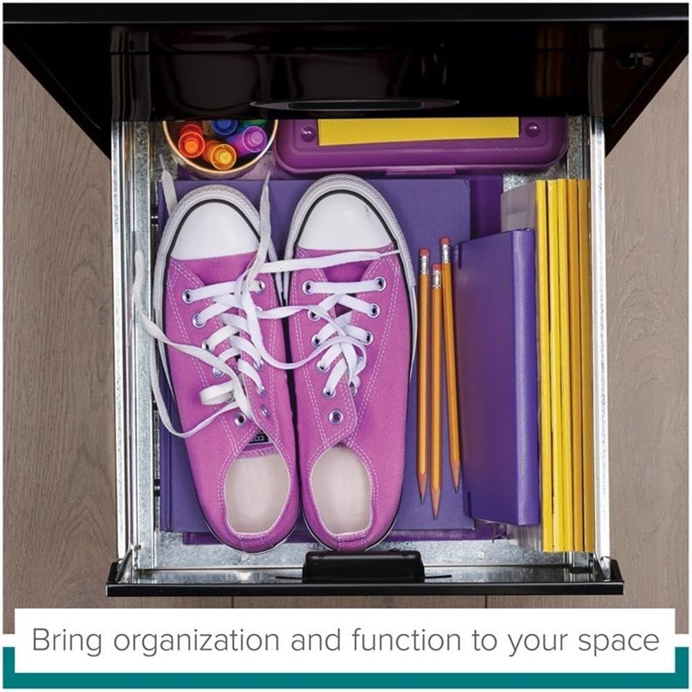 Space Solutions 3 Drawer Letter Width Vertical File Cabinet with Pencil Drawer, Black