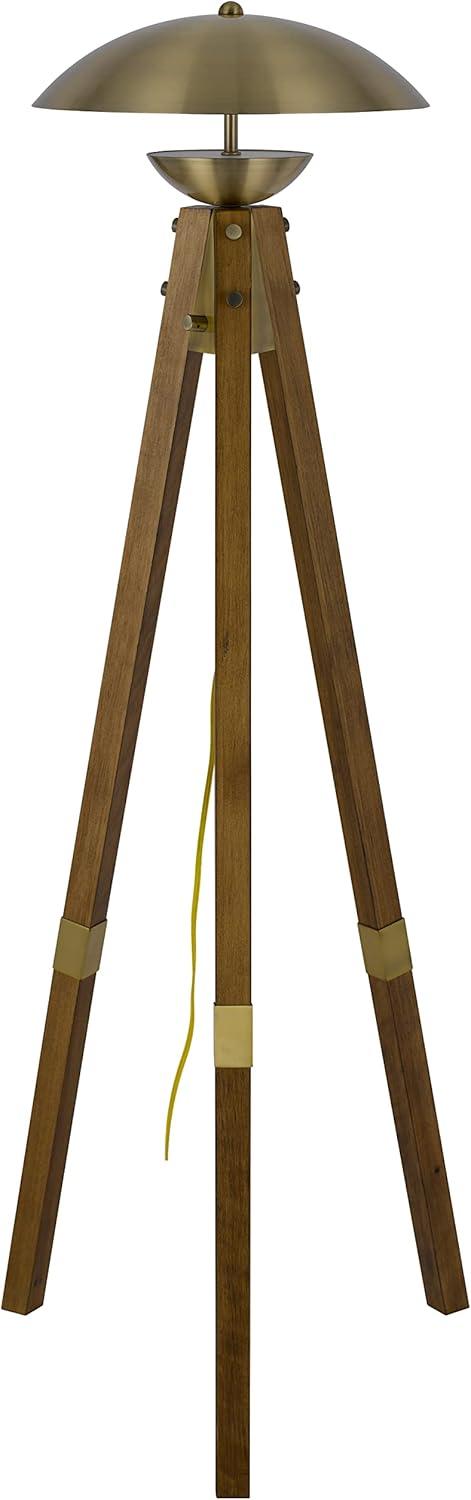 Cal Lighting Bo-3801Fl Lakeland 55" Tall Led Tripod Floor Lamp - Antique Brass / Wood