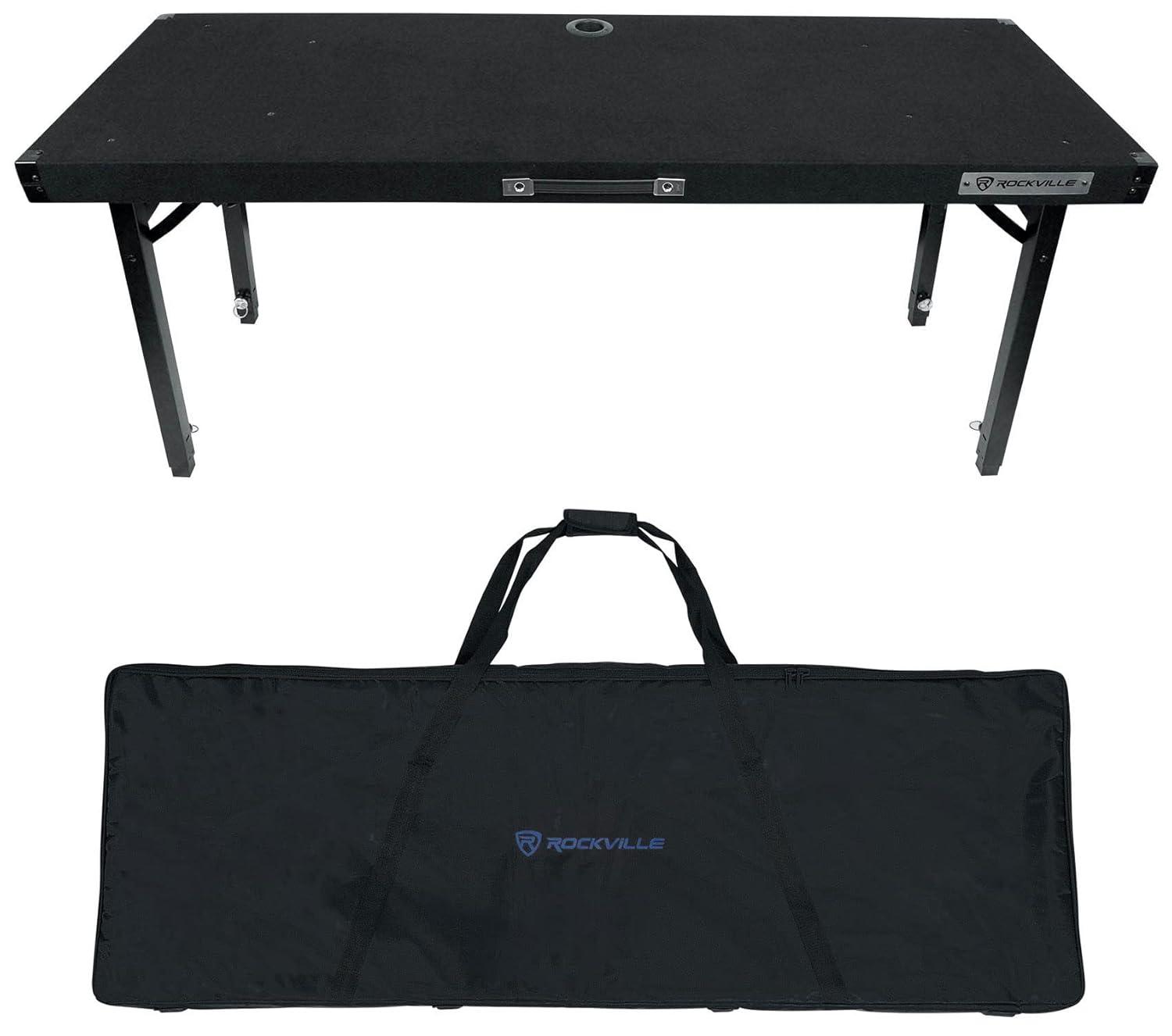 Rockville RTBL4 Adjustable Height DJ Table Folding Legs + Carry Bag 20" x 60"
