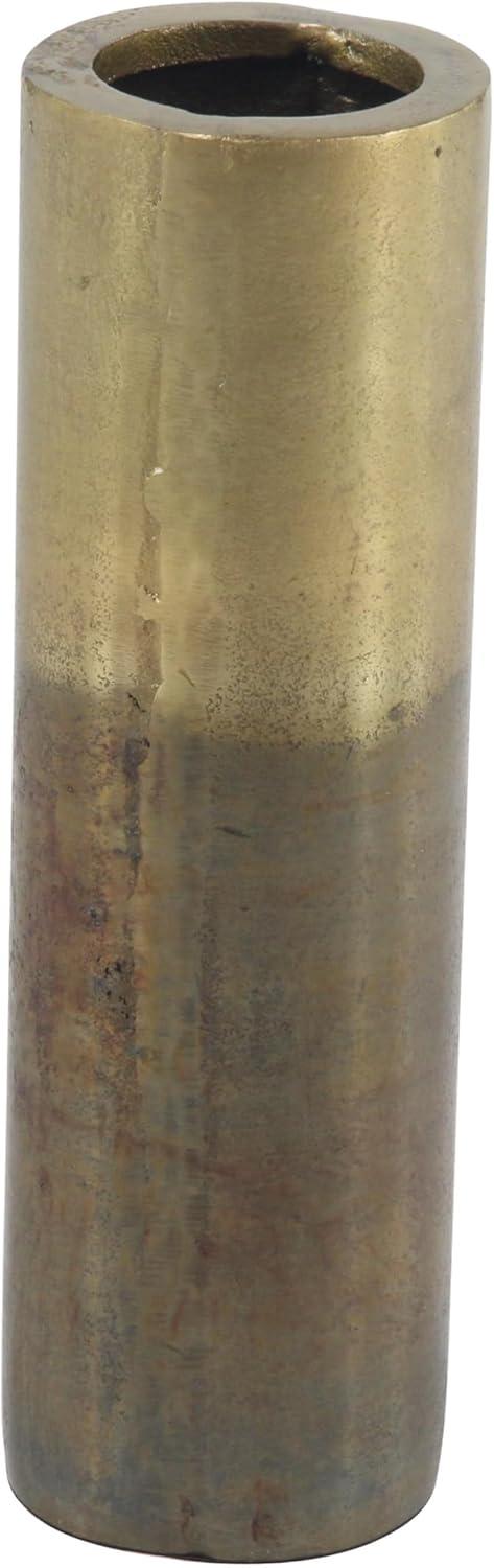 Modern Gold and Brown Aluminum Cylinder Vase