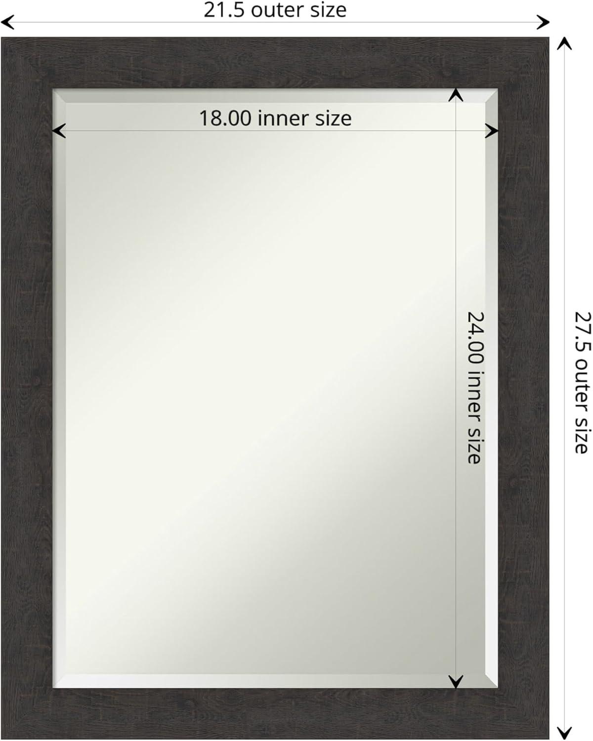 Espresso Rustic Plank 34" Woodgrain Textured Wall Mirror