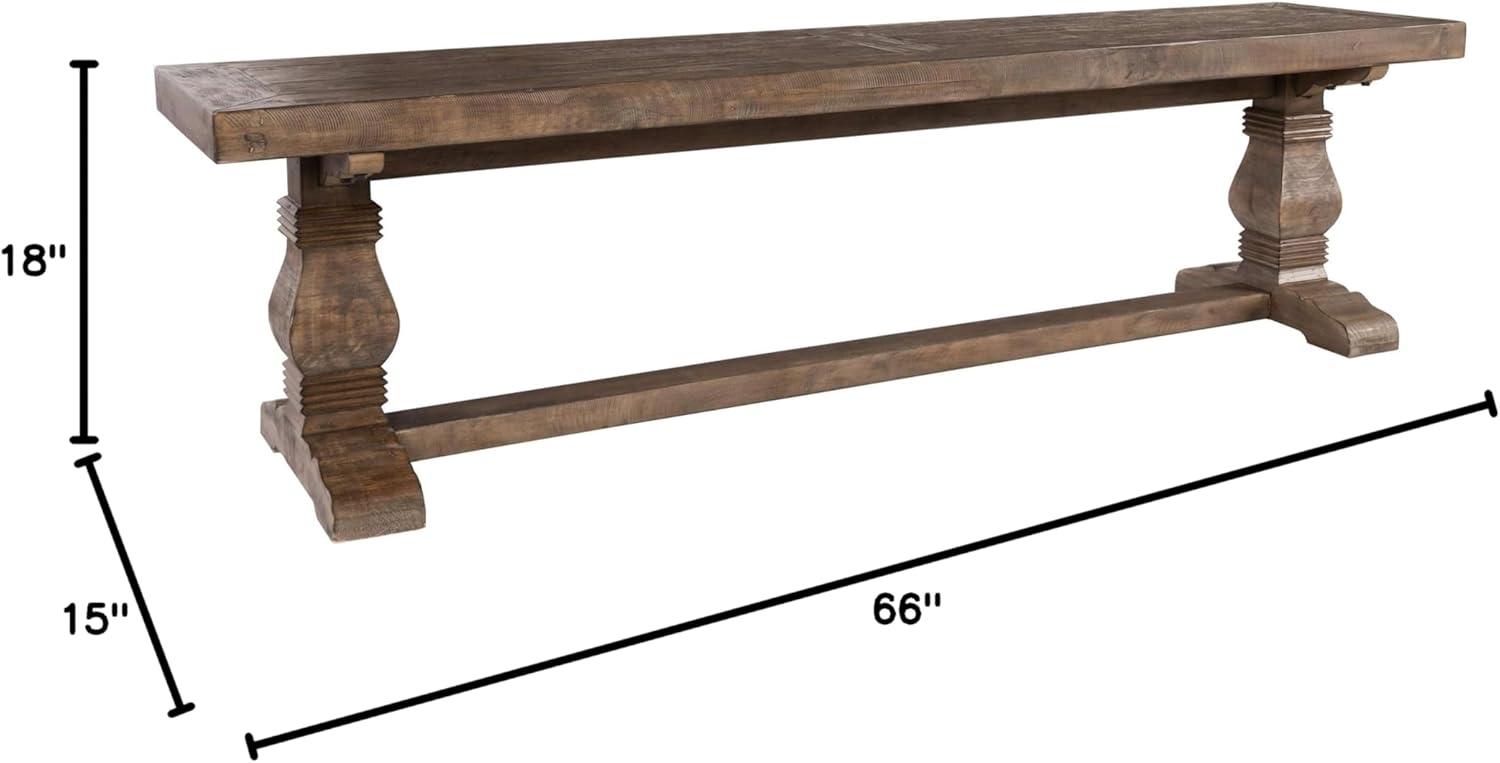 Quincy Rustic Reclaimed Pine Pedestal Base 66" Bench