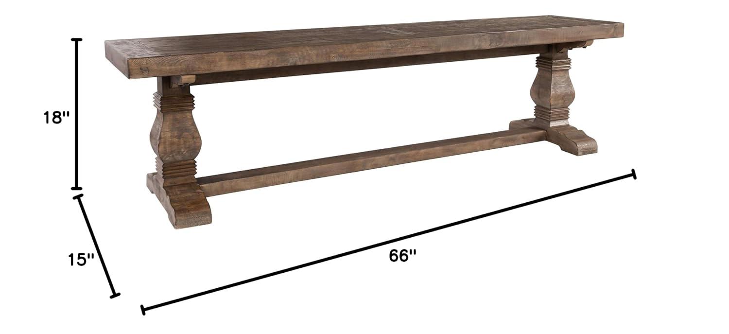 Quincy Rustic Reclaimed Pine Pedestal Base 66" Bench
