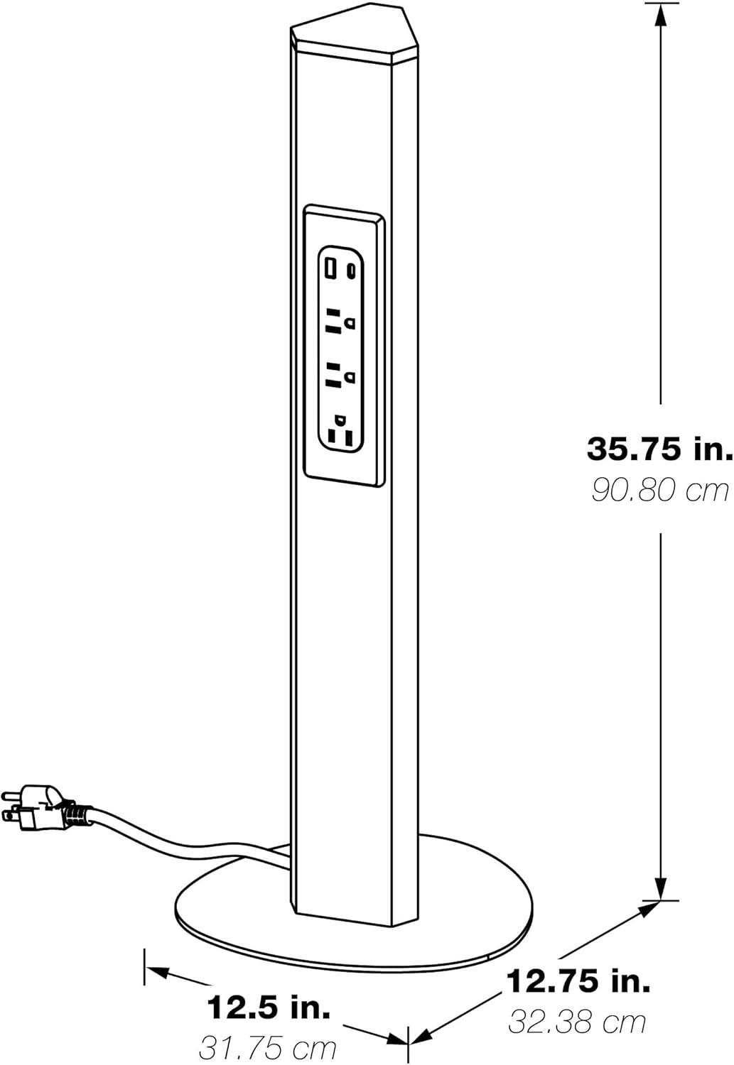 Power Anywhere Station-3AC/1USB- in Black Metal